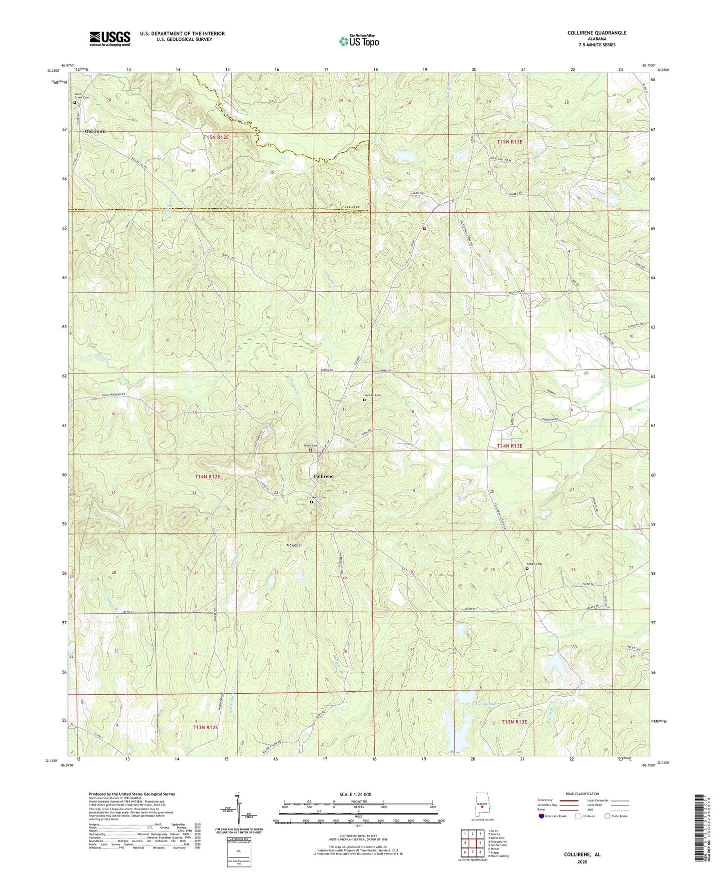 Collirene Alabama US Topo Map Image
