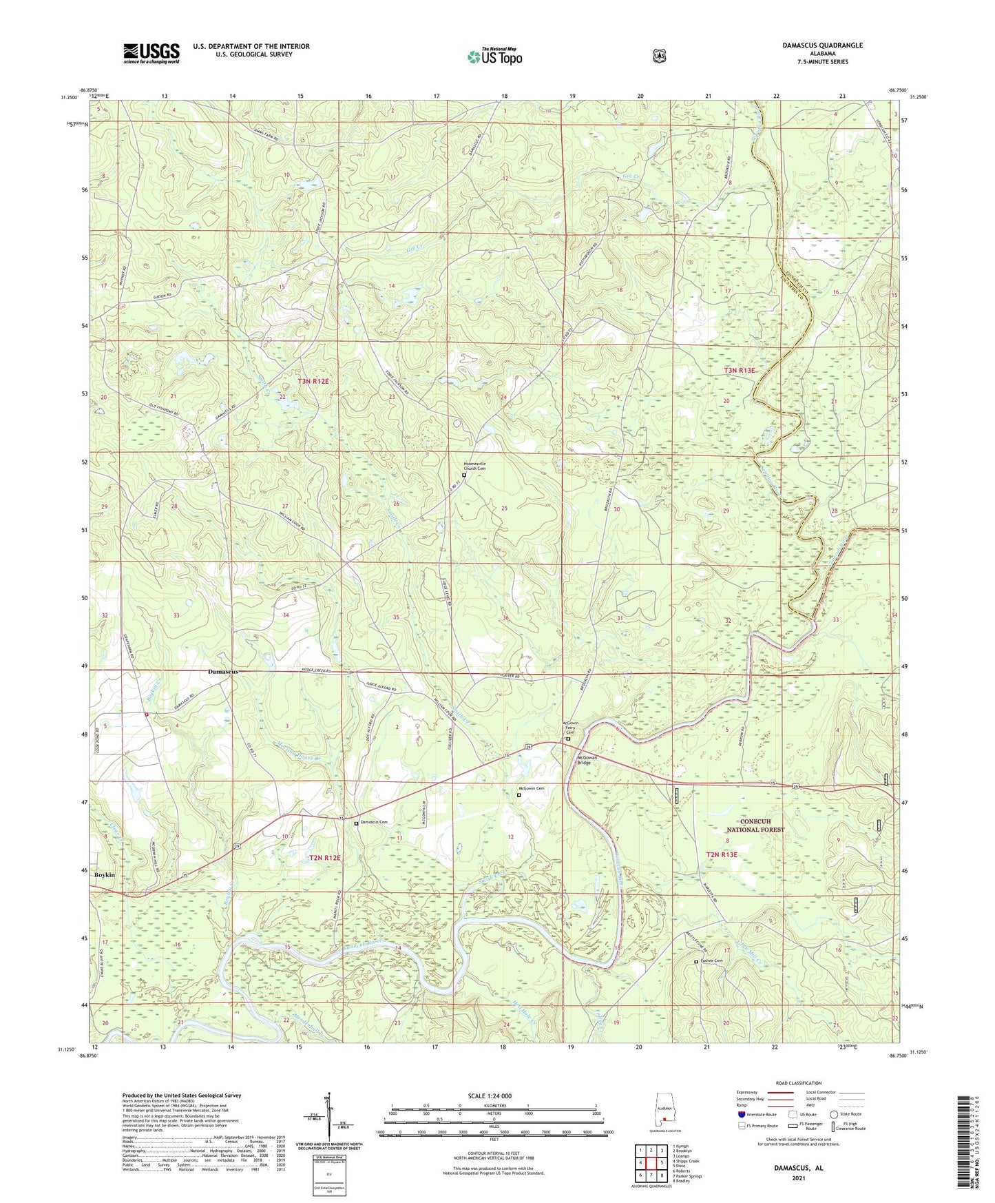 Damascus Alabama US Topo Map Image