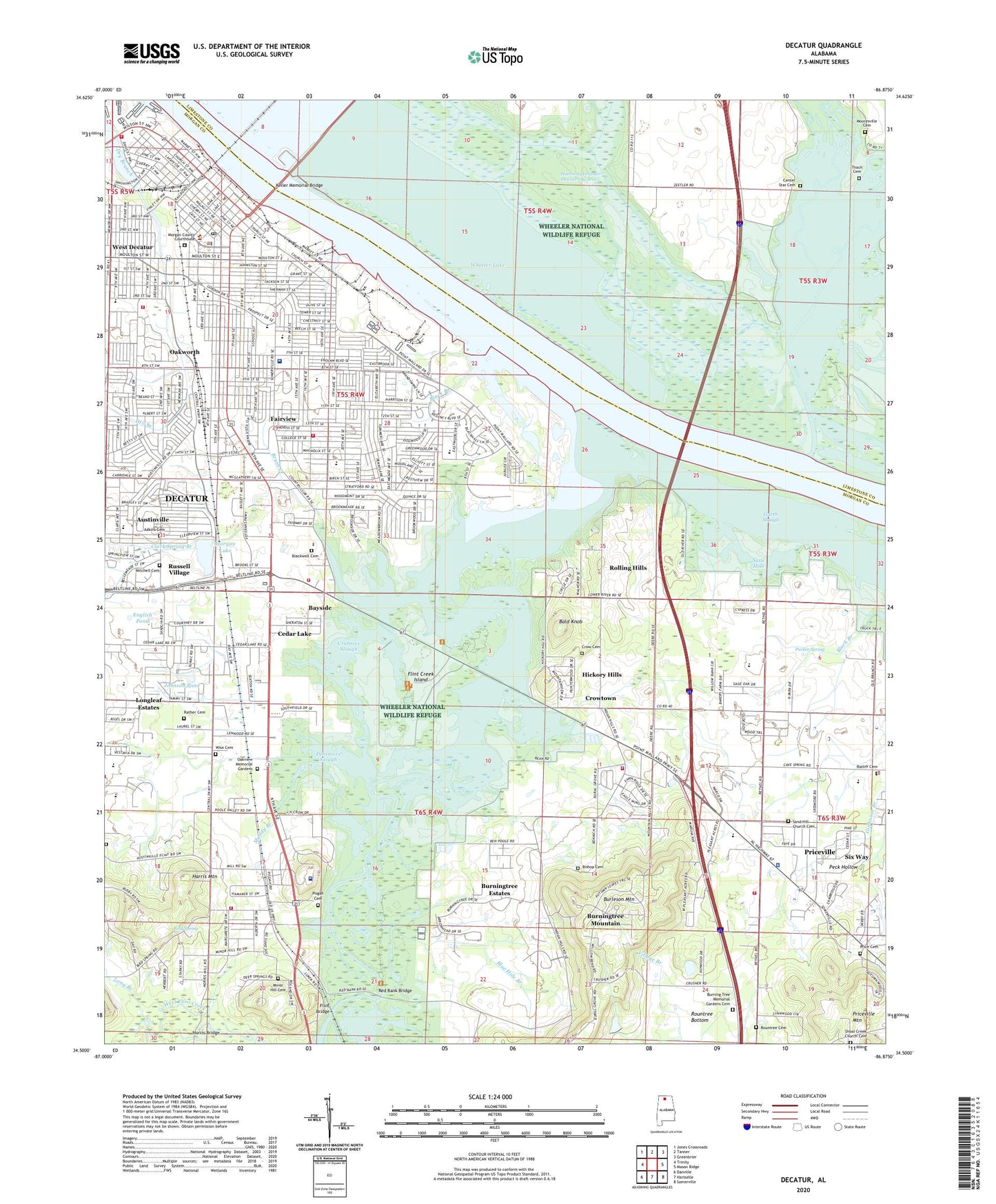 Decatur Alabama US Topo Map Image