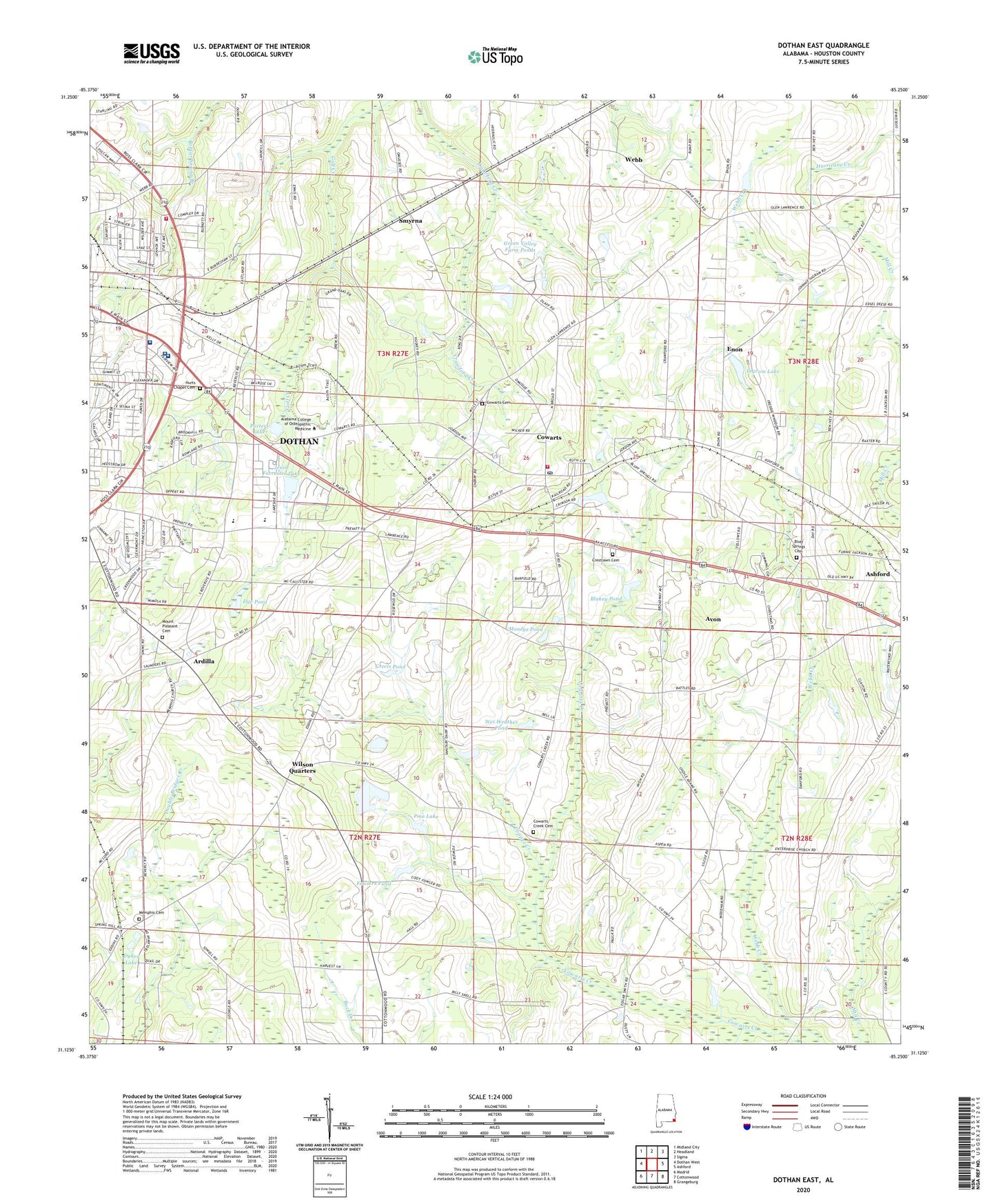 Dothan East Alabama US Topo Map Image