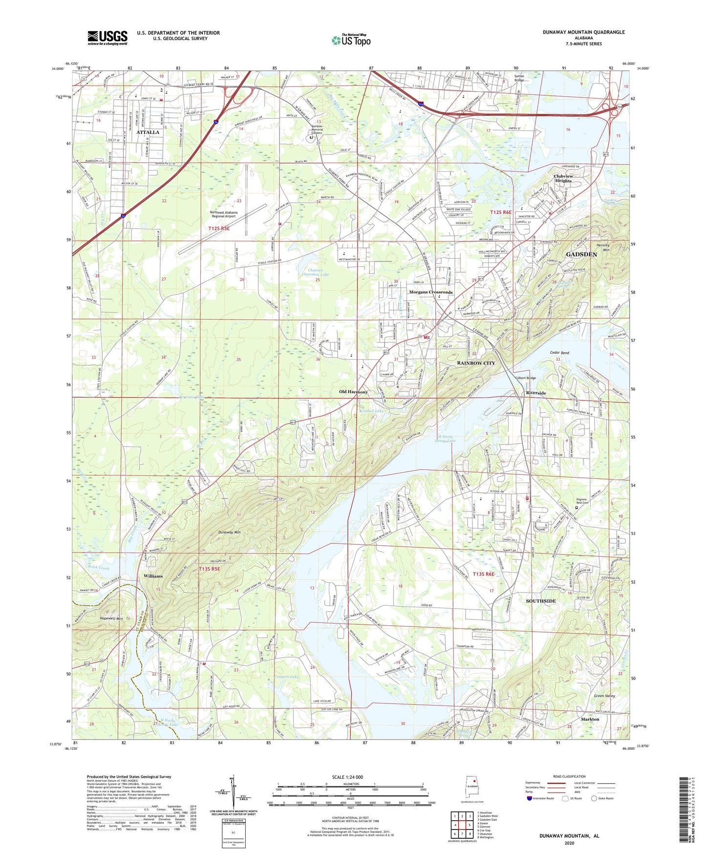 Dunaway Mountain Alabama US Topo Map Image