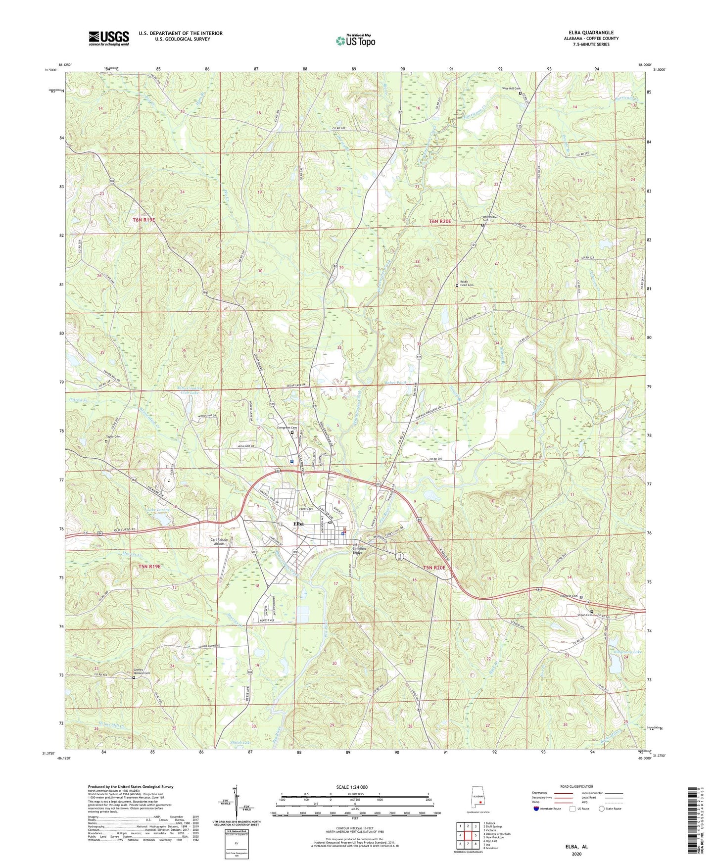 Elba Alabama US Topo Map Image