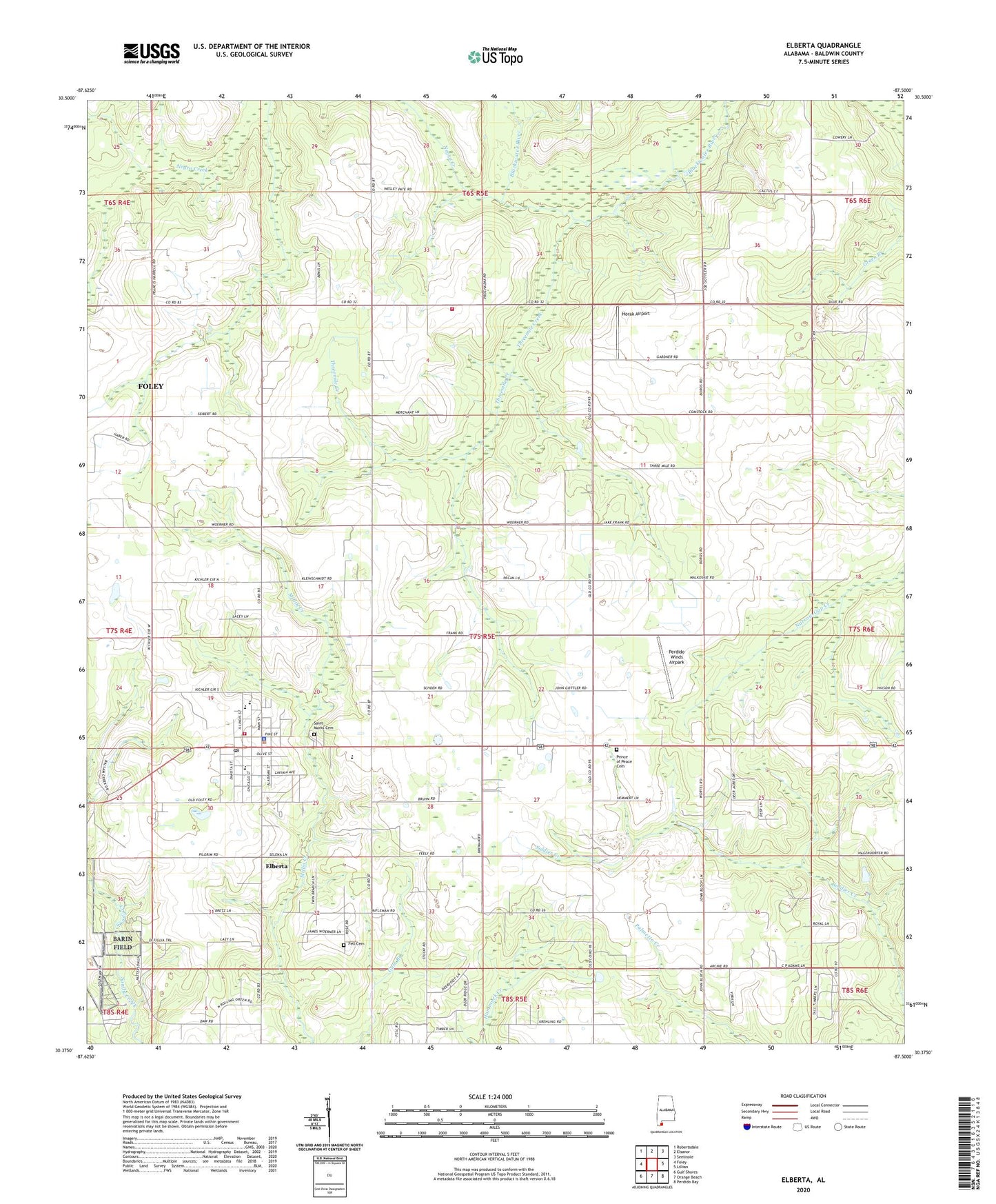 Elberta Alabama US Topo Map Image