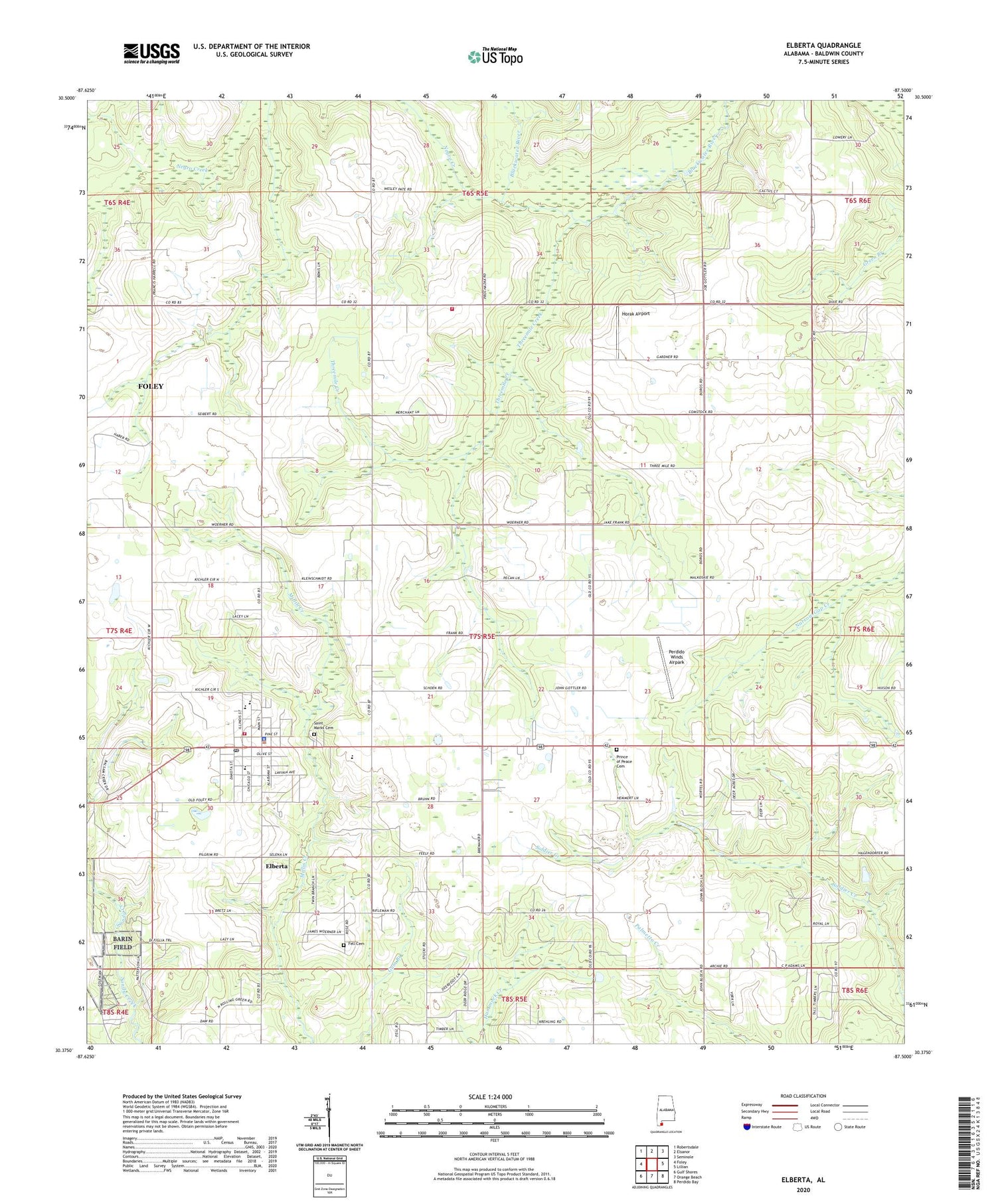 Elberta Alabama US Topo Map Image