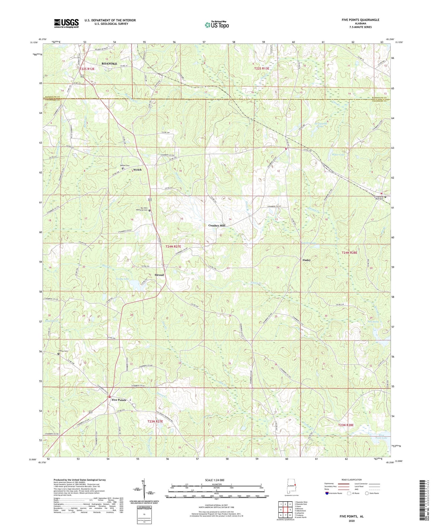 Five Points Alabama US Topo Map Image