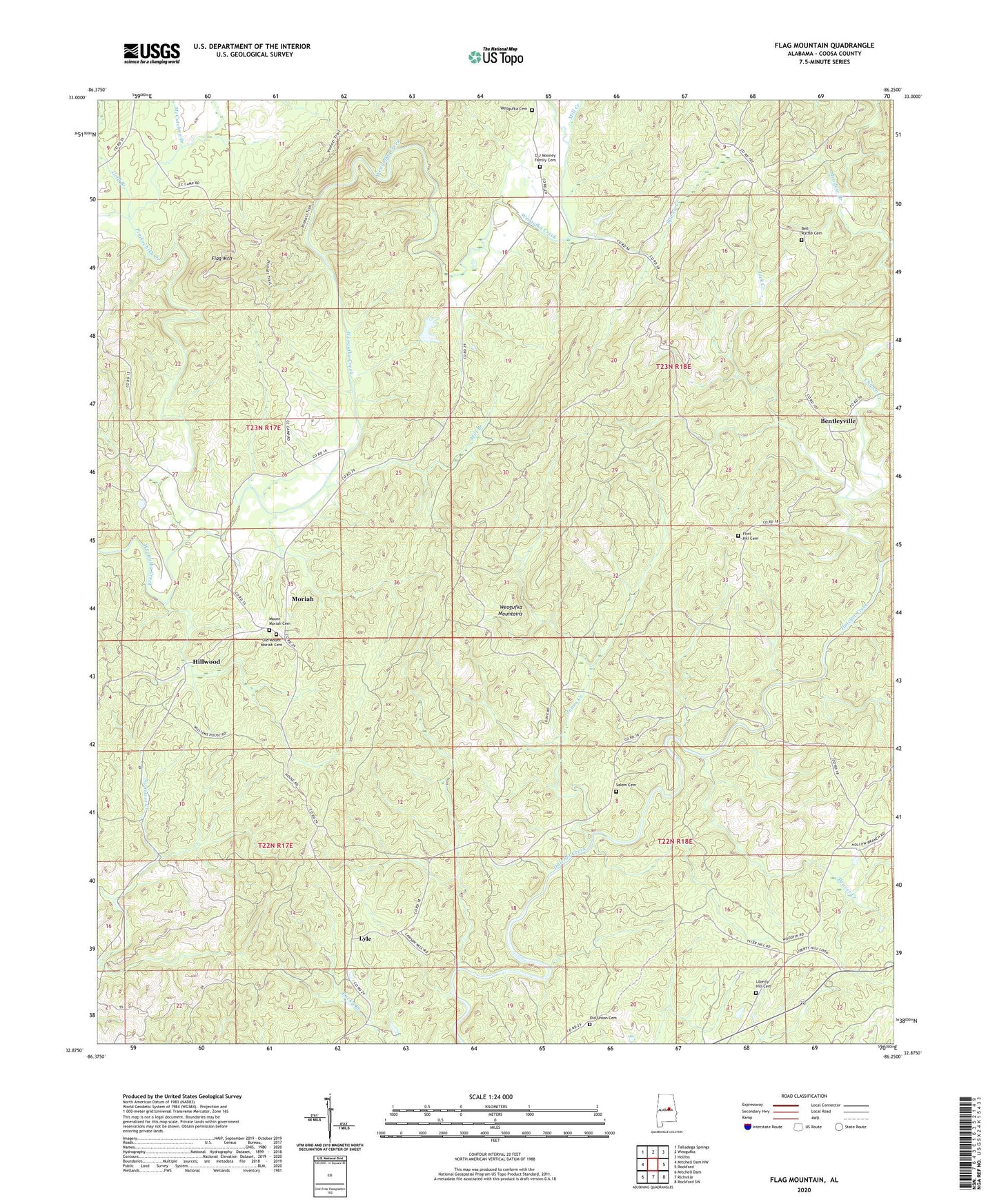 Flag Mountain Alabama US Topo Map Image