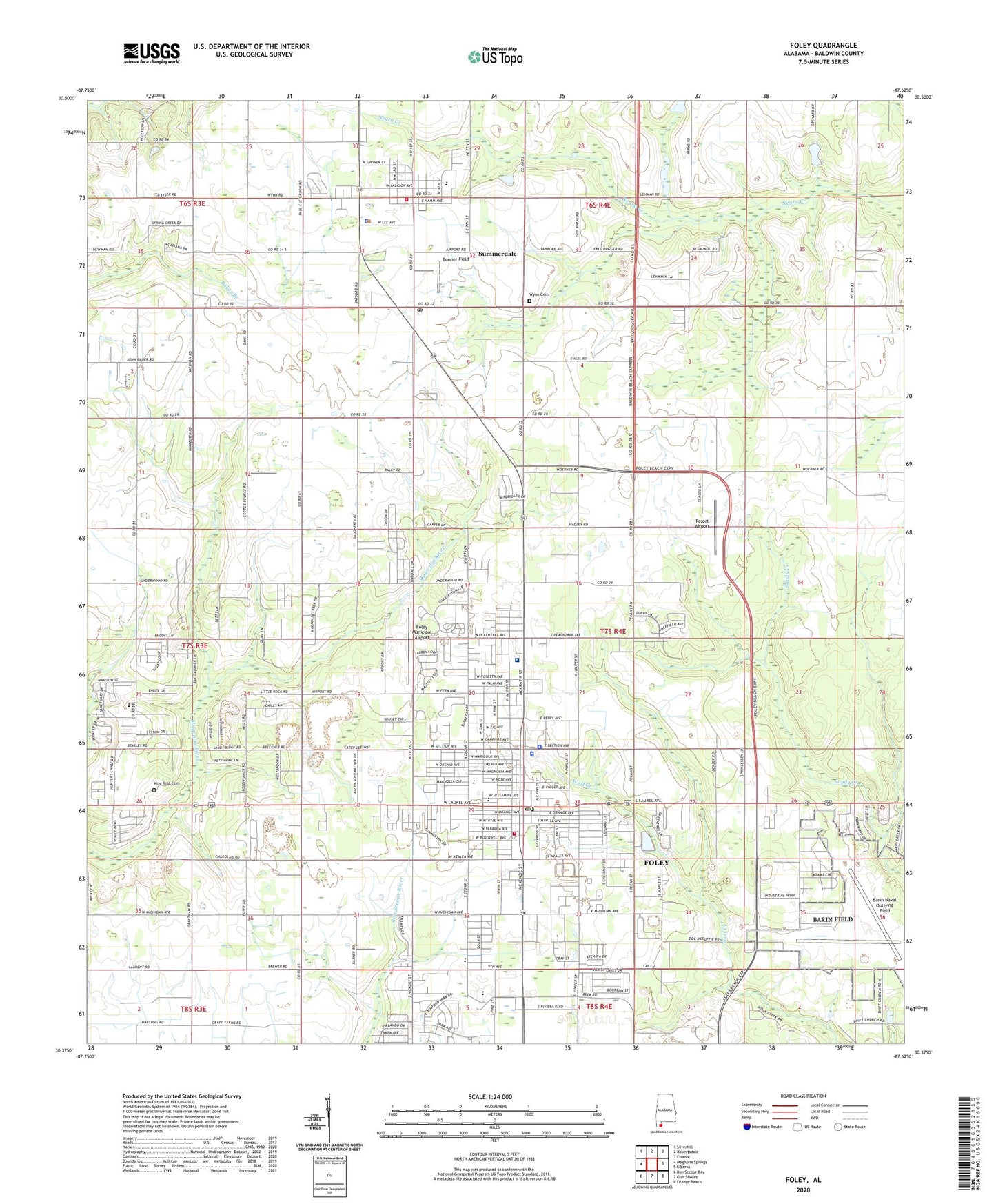Foley Alabama US Topo Map Image