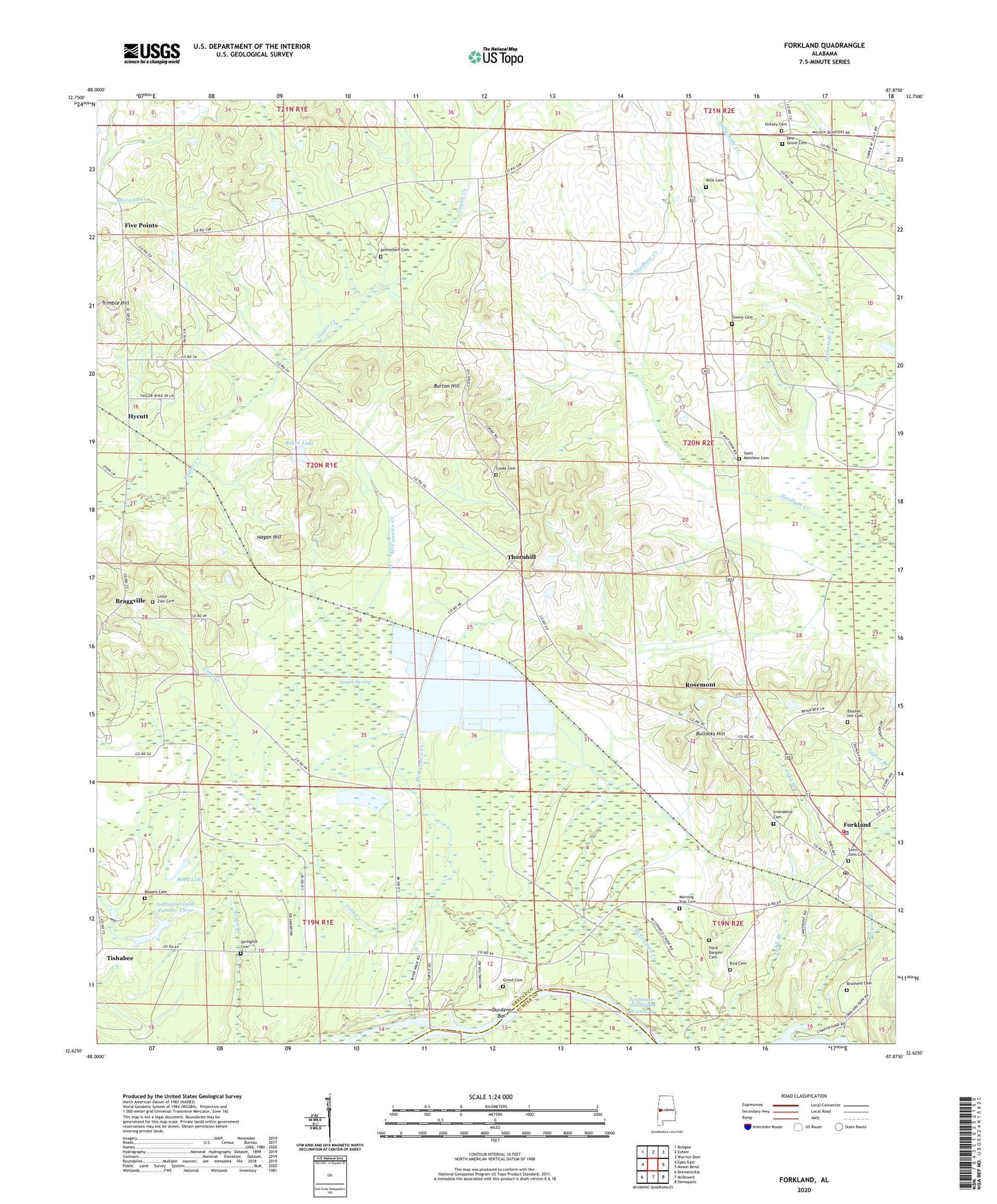 Forkland Alabama US Topo Map Image