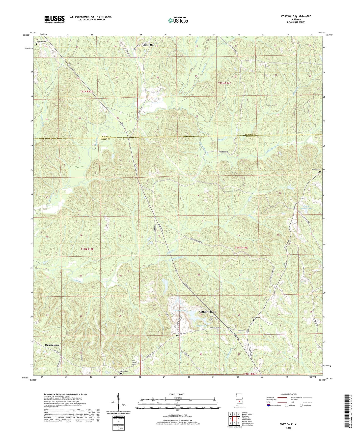 Fort Dale Alabama US Topo Map Image