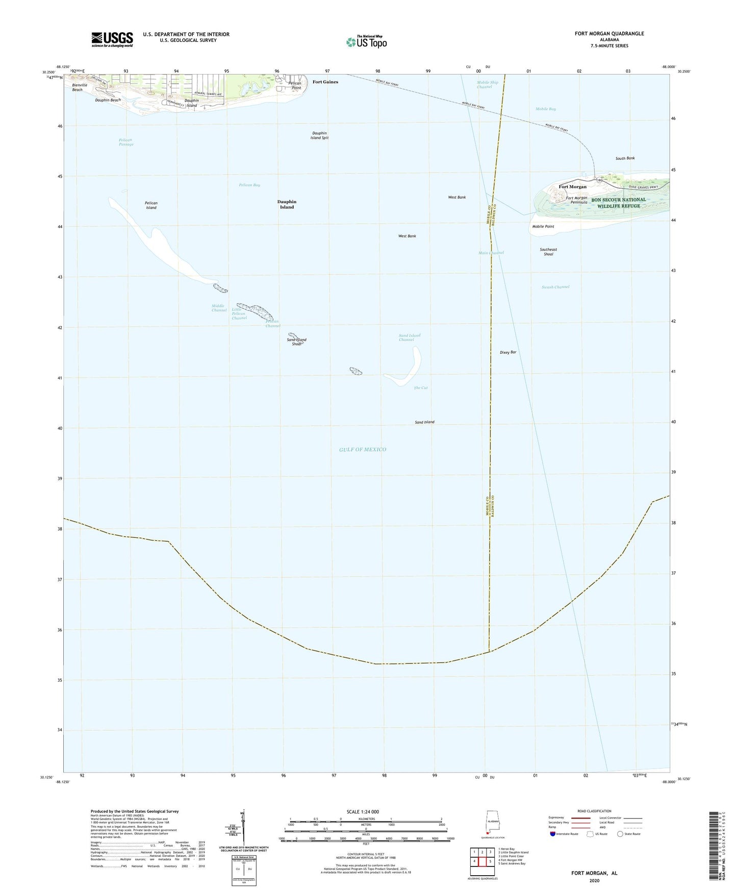 Fort Morgan Alabama US Topo Map Image