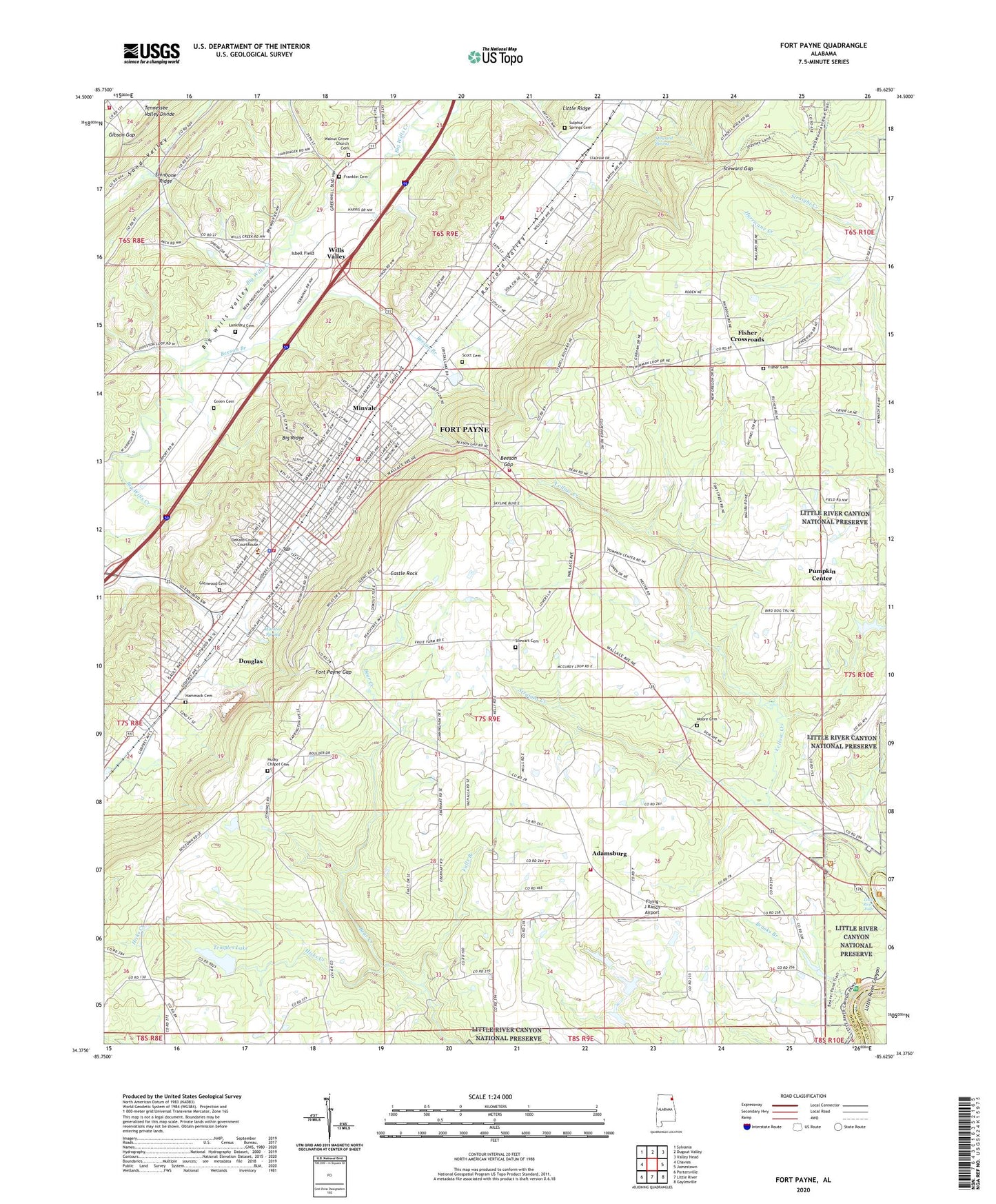 Fort Payne Alabama US Topo Map Image