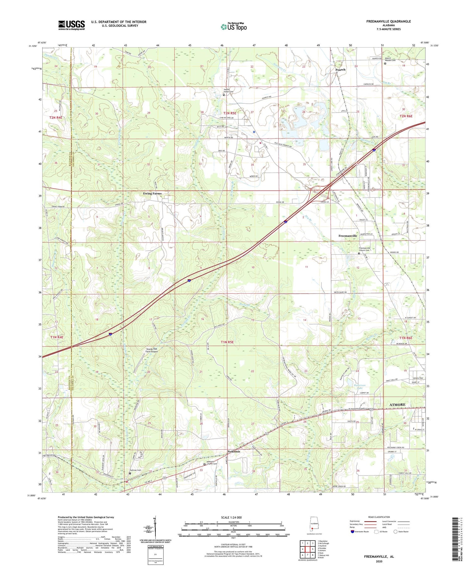 Freemanville Alabama US Topo Map Image