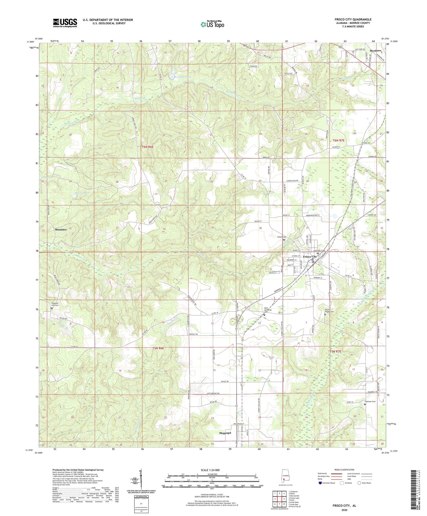 Frisco City Alabama US Topo Map Image