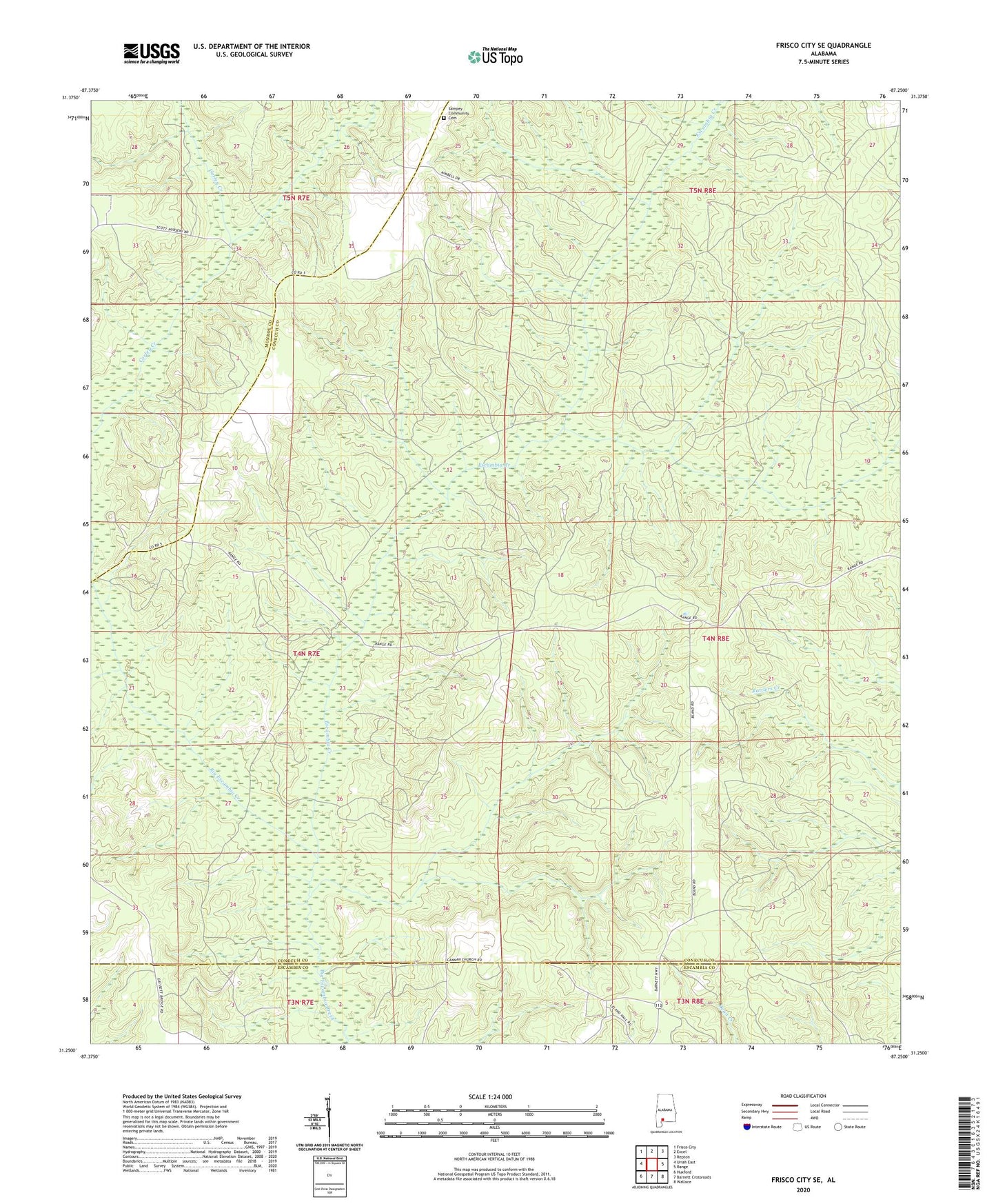 Frisco City SE Alabama US Topo Map Image