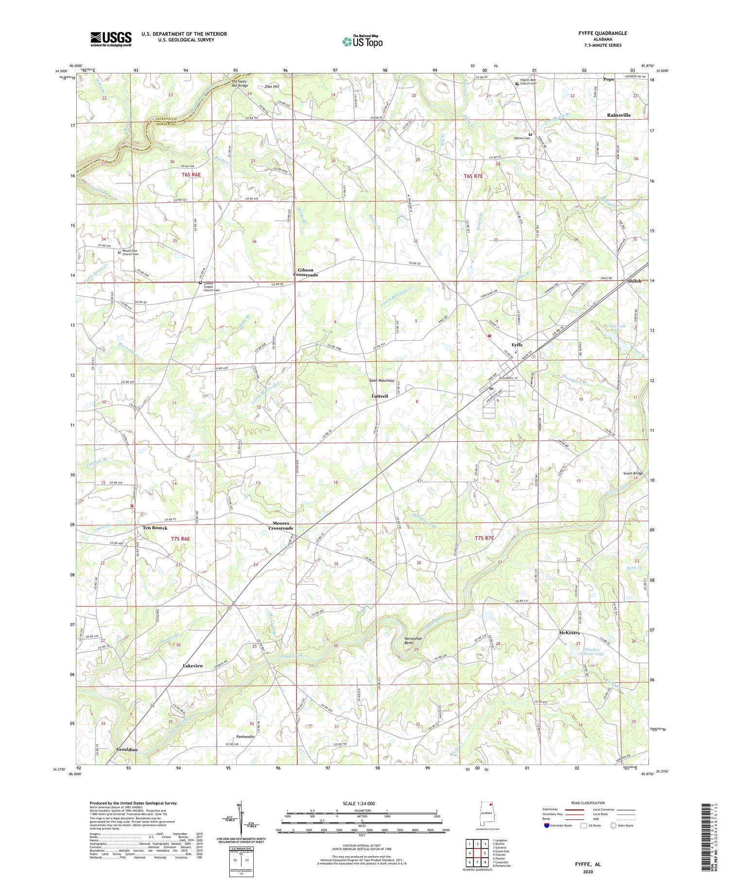 Fyffe Alabama US Topo Map Image