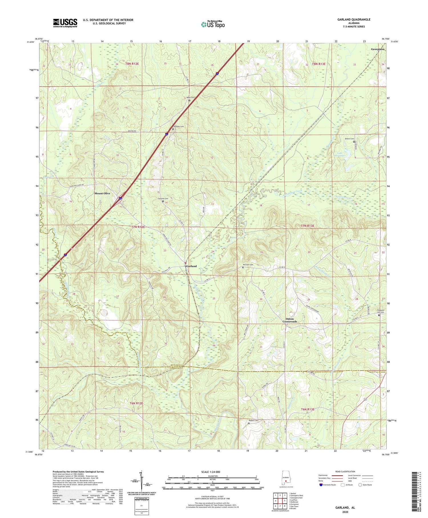 Garland Alabama US Topo Map Image