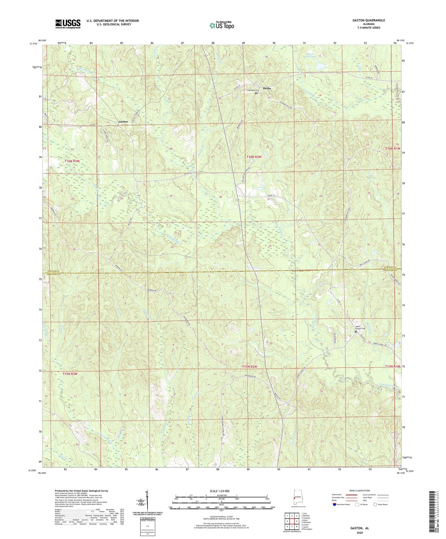 Gaston Alabama US Topo Map Image