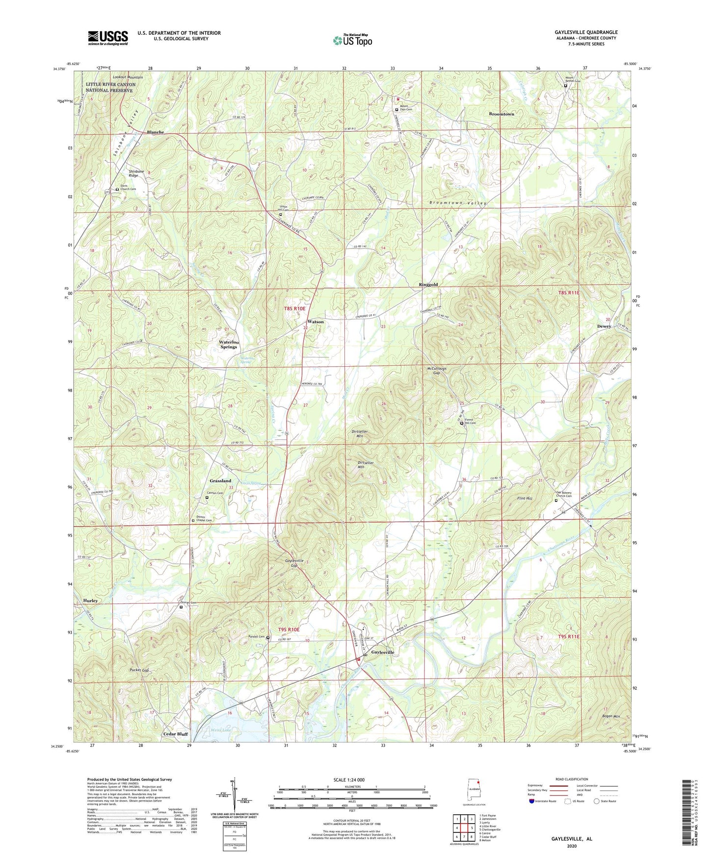 Gaylesville Alabama US Topo Map Image