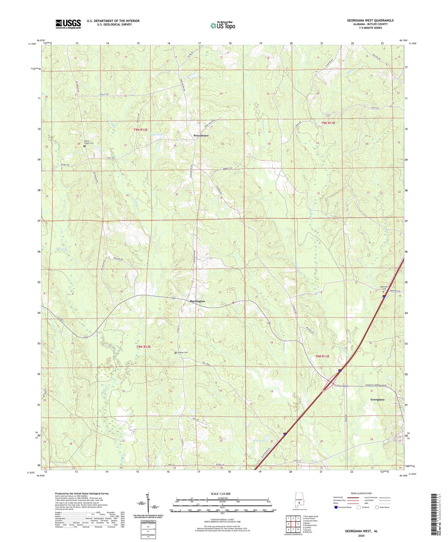 Georgiana West Alabama US Topo Map Image