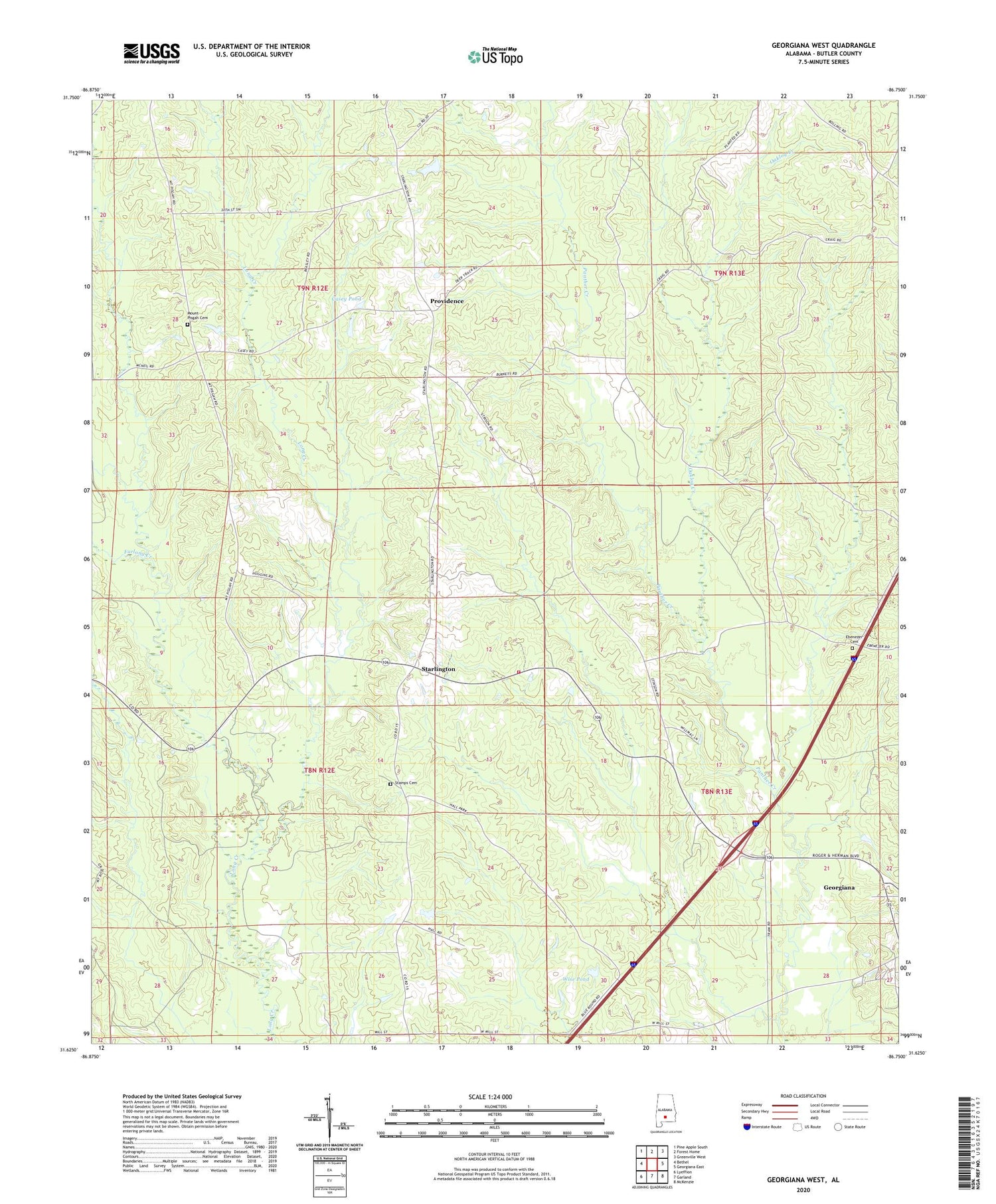 Georgiana West Alabama US Topo Map Image