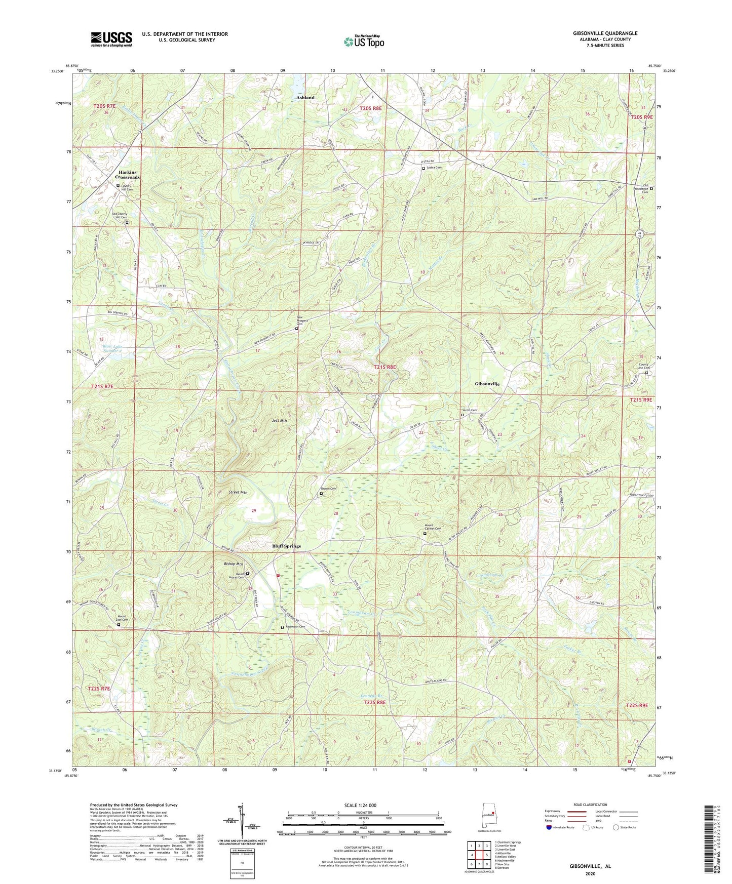Gibsonville Alabama US Topo Map Image