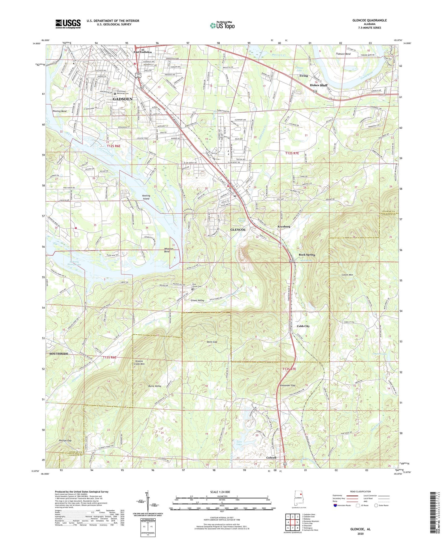 Glencoe Alabama US Topo Map Image
