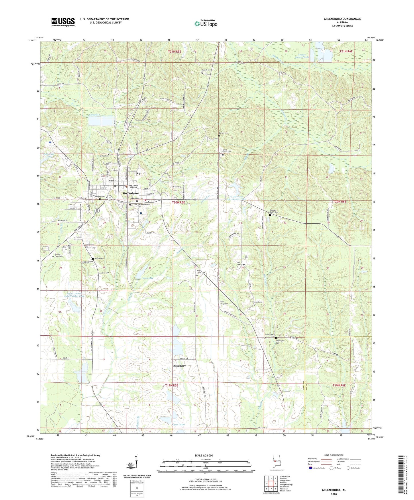 Greensboro Alabama US Topo Map Image