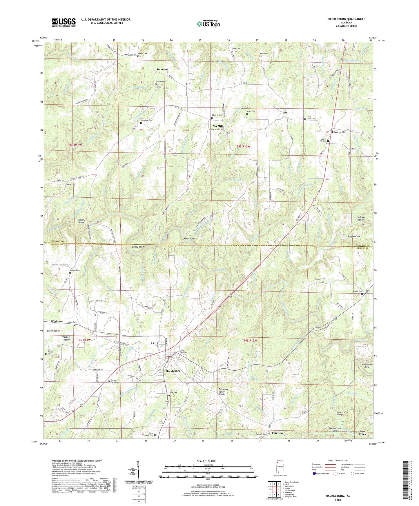 Hackleburg Alabama US Topo Map Image