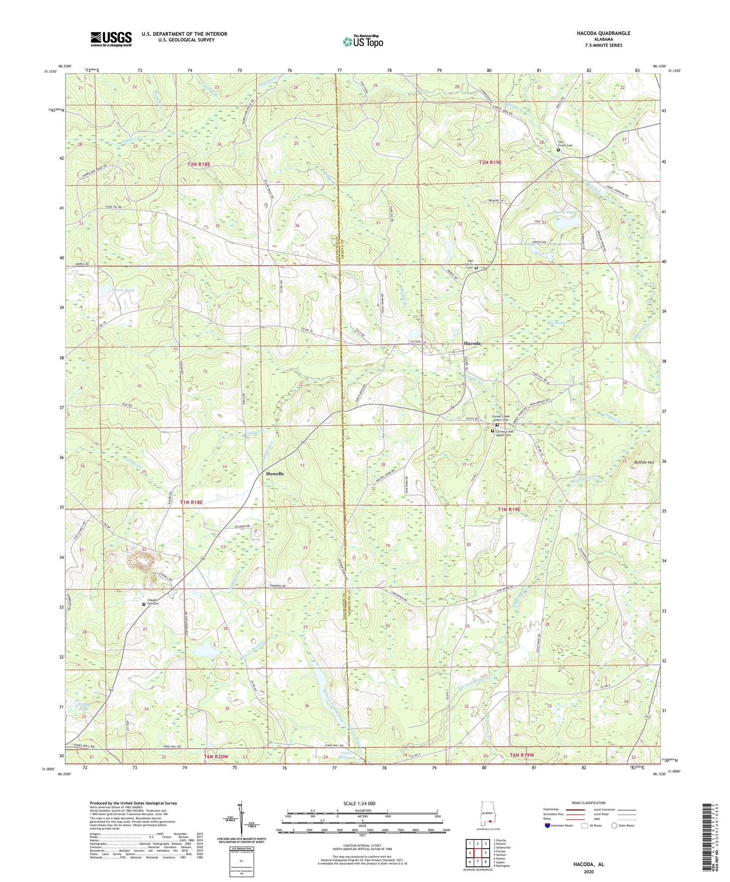 Hacoda Alabama US Topo Map Image