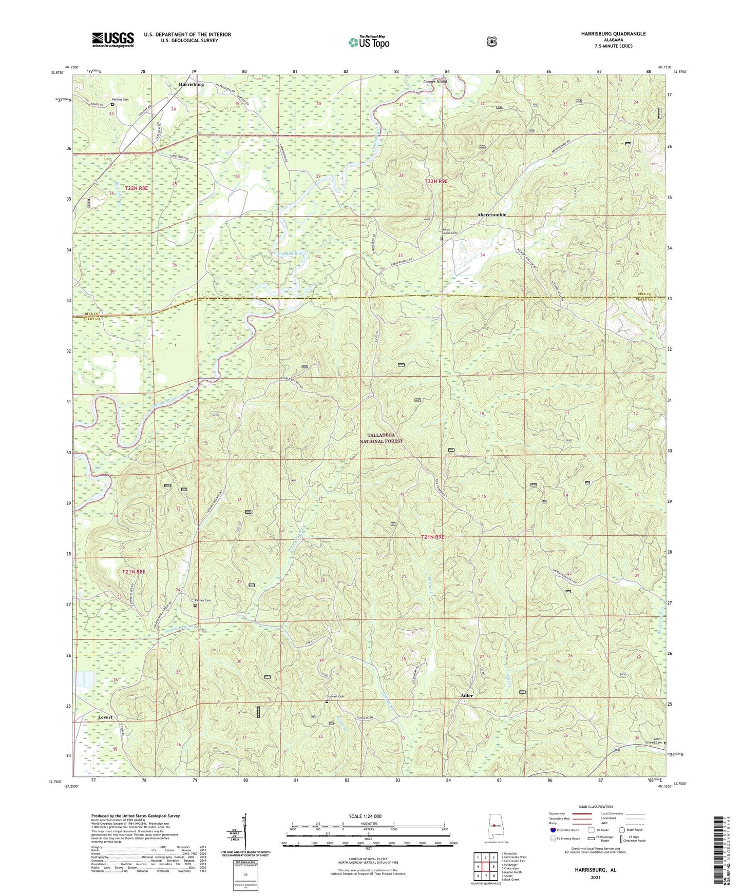 Harrisburg Alabama US Topo Map Image