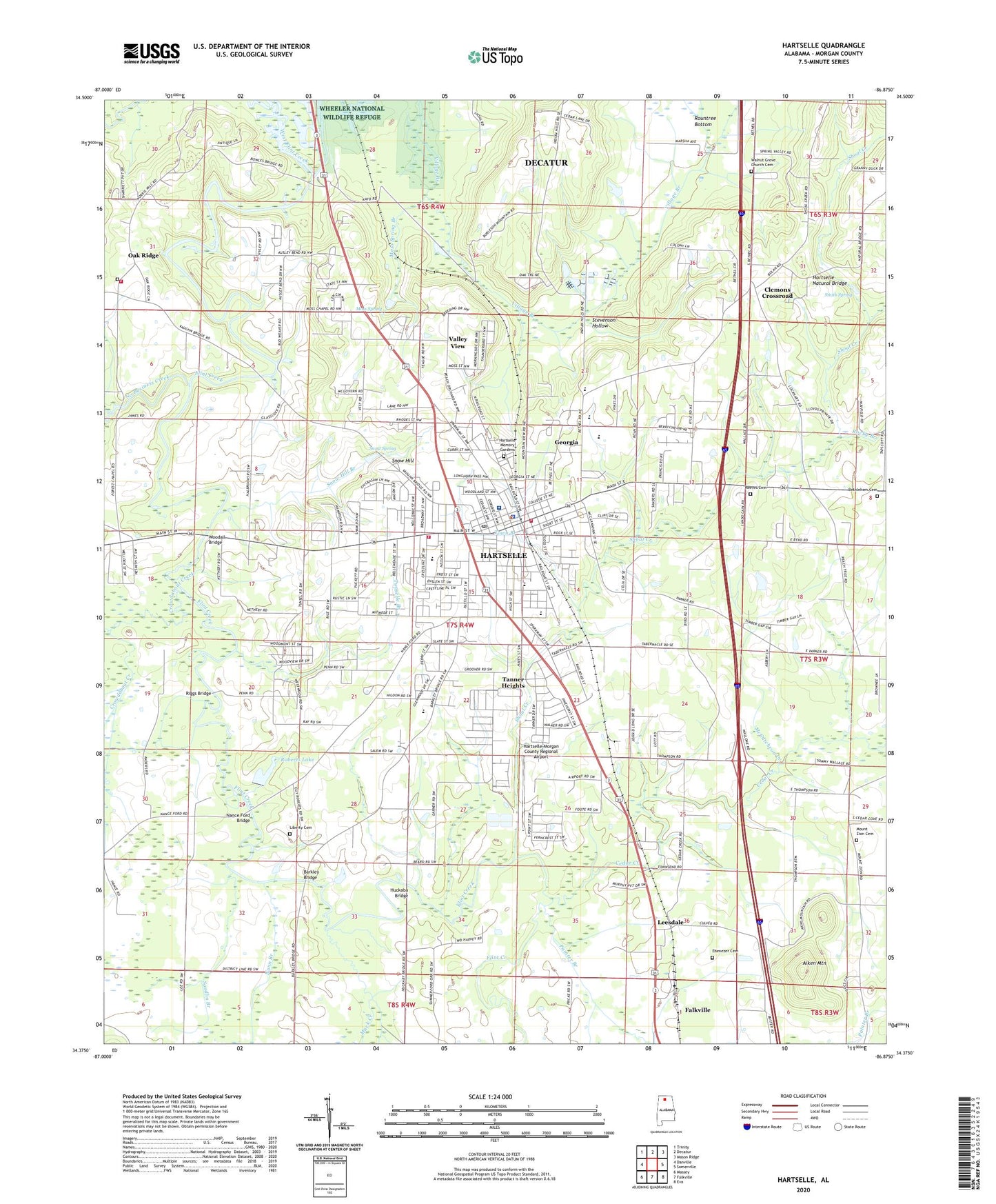 Hartselle Alabama US Topo Map Image