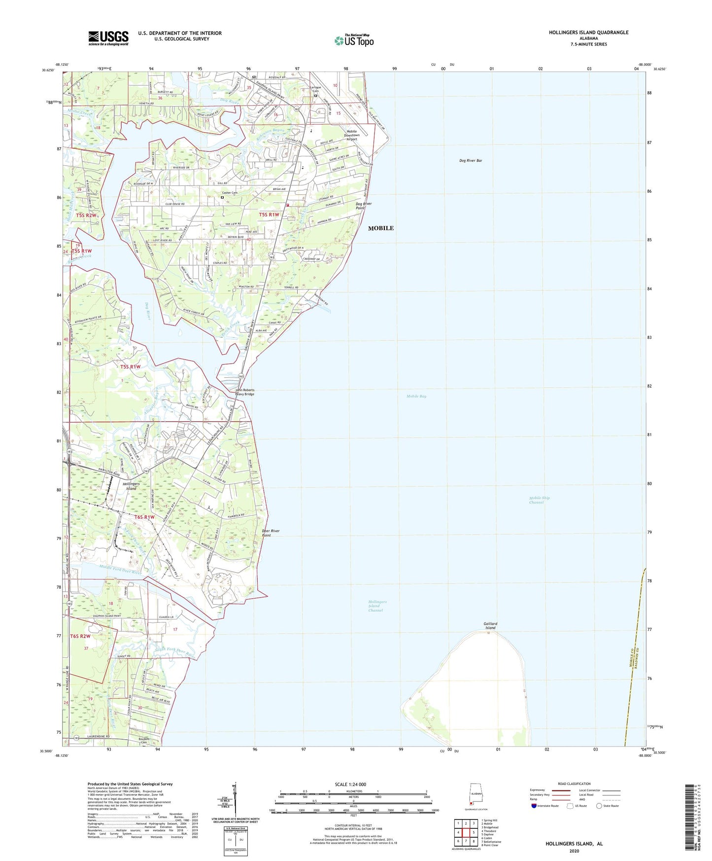 Hollingers Island Alabama US Topo Map Image