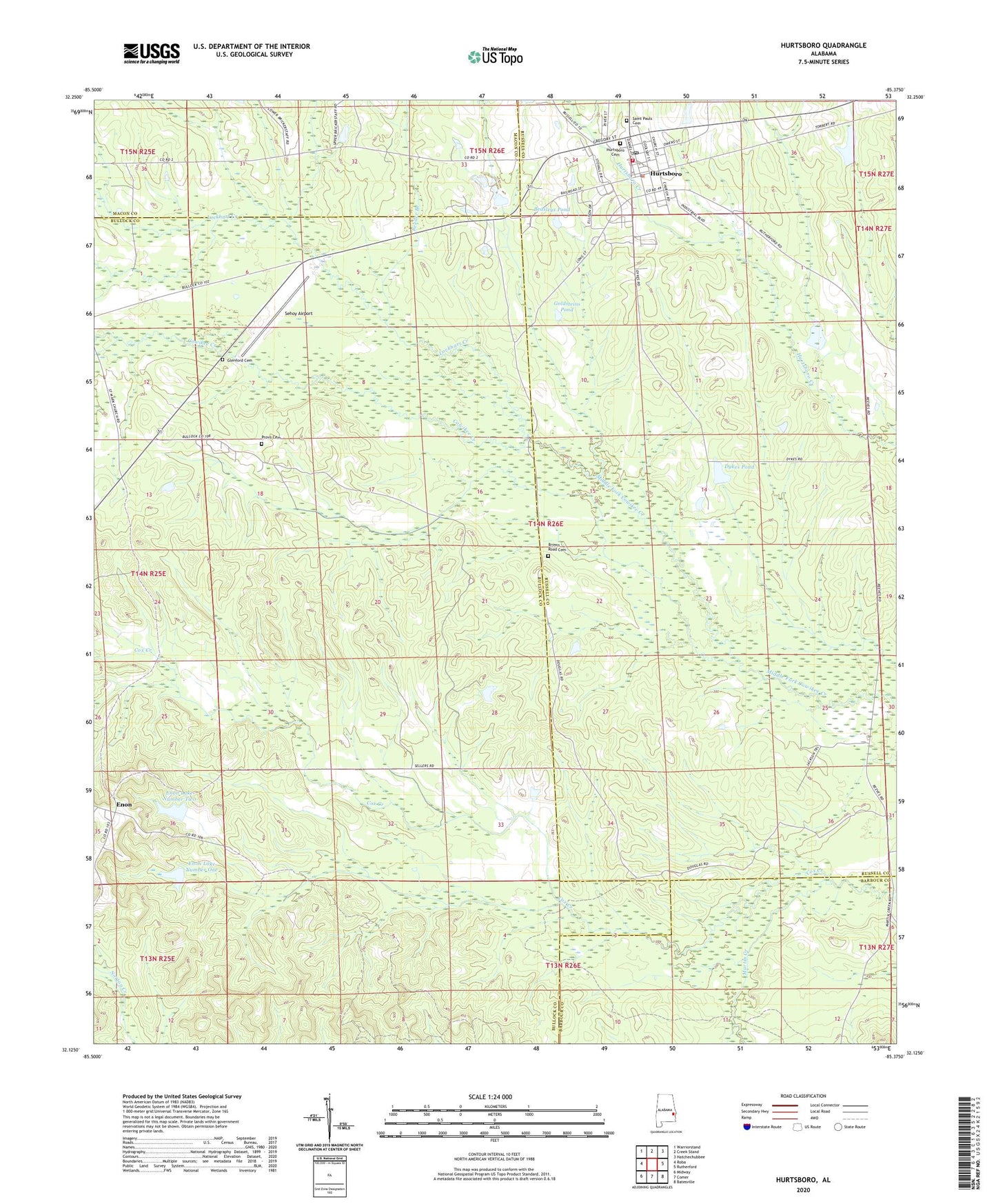 Hurtsboro Alabama US Topo Map Image