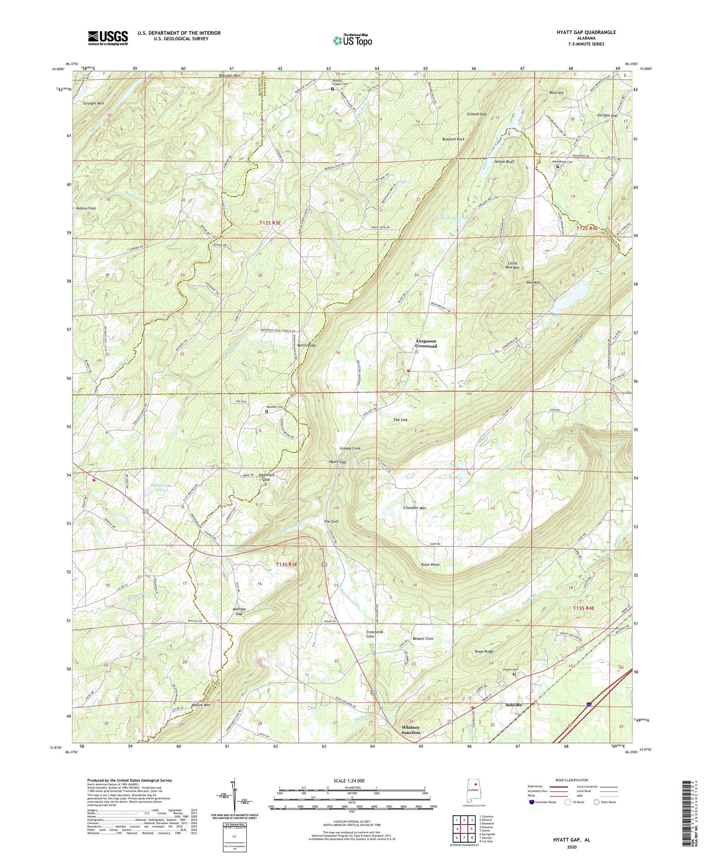 Hyatt Gap Alabama US Topo Map Image