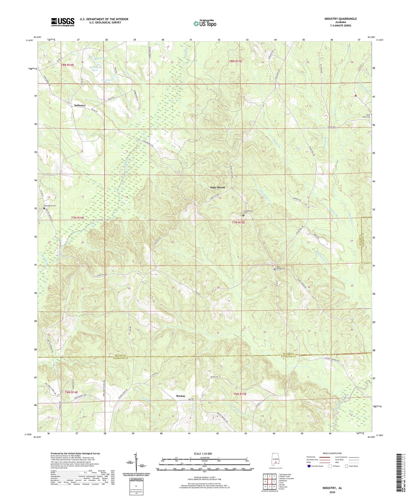 Industry Alabama US Topo Map Image