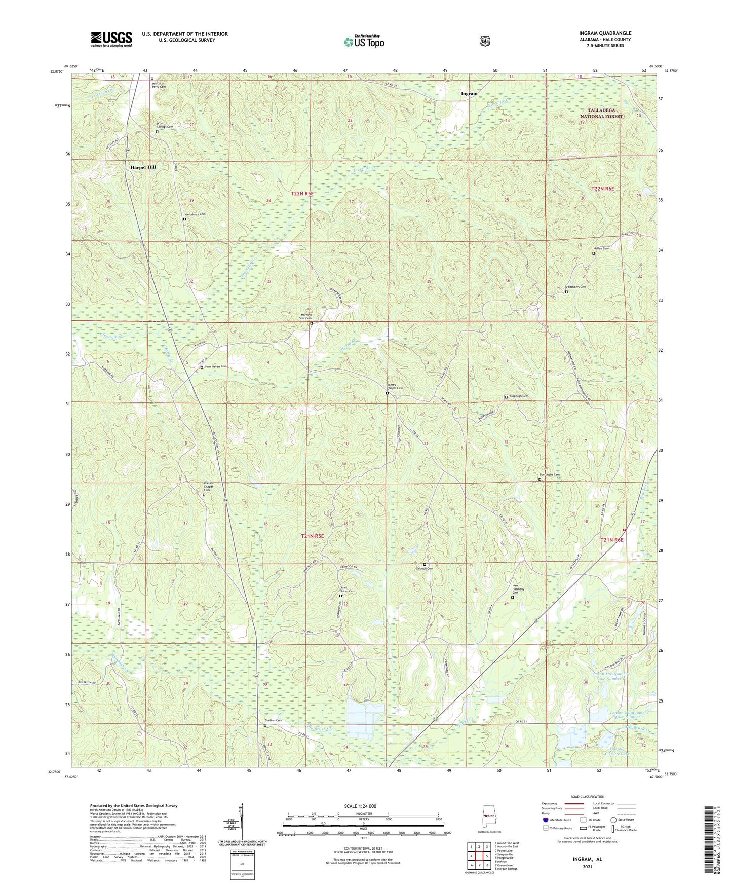 Ingram Alabama US Topo Map Image