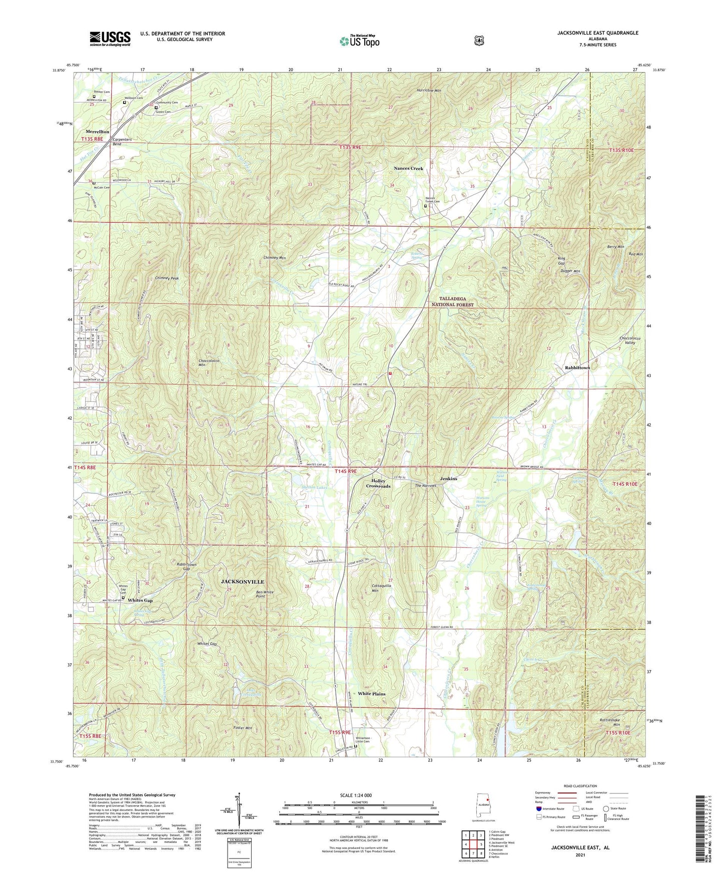 Jacksonville East Alabama US Topo Map Image