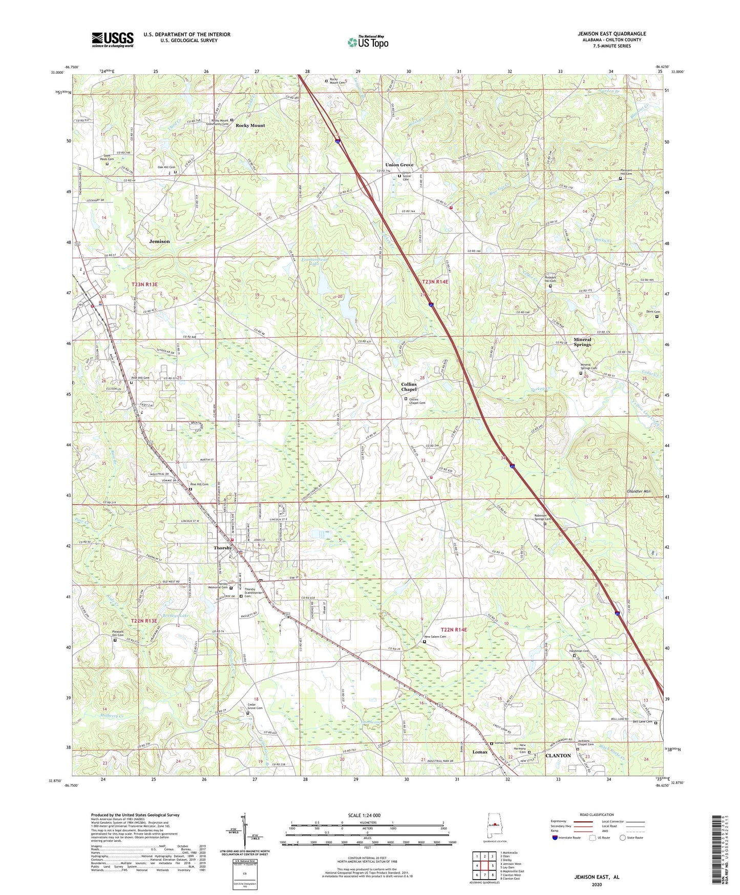 Jemison East Alabama US Topo Map Image