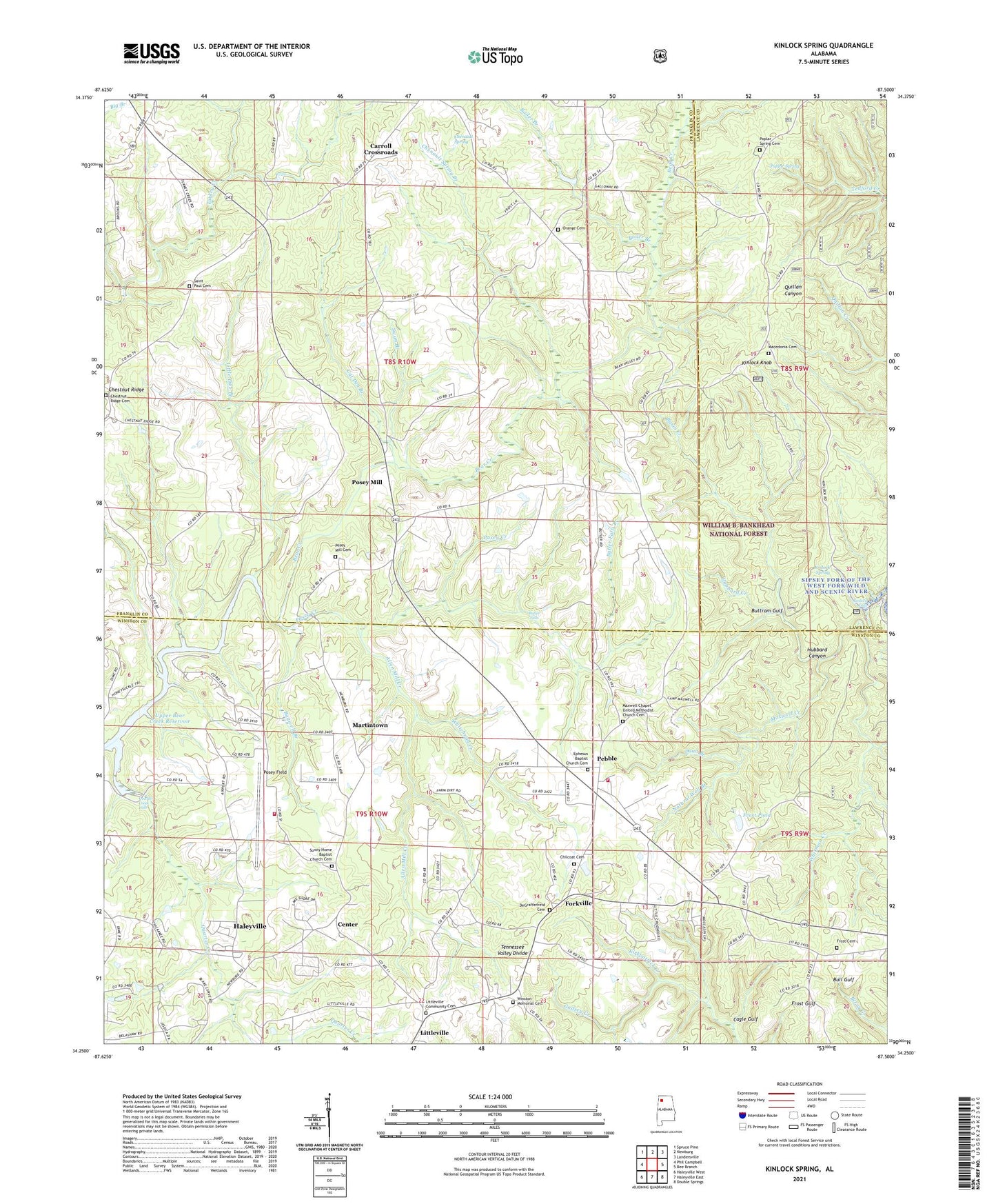 Kinlock Spring Alabama US Topo Map Image