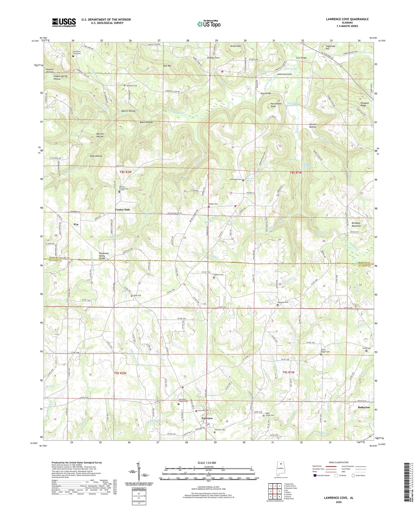Lawrence Cove Alabama US Topo Map Image
