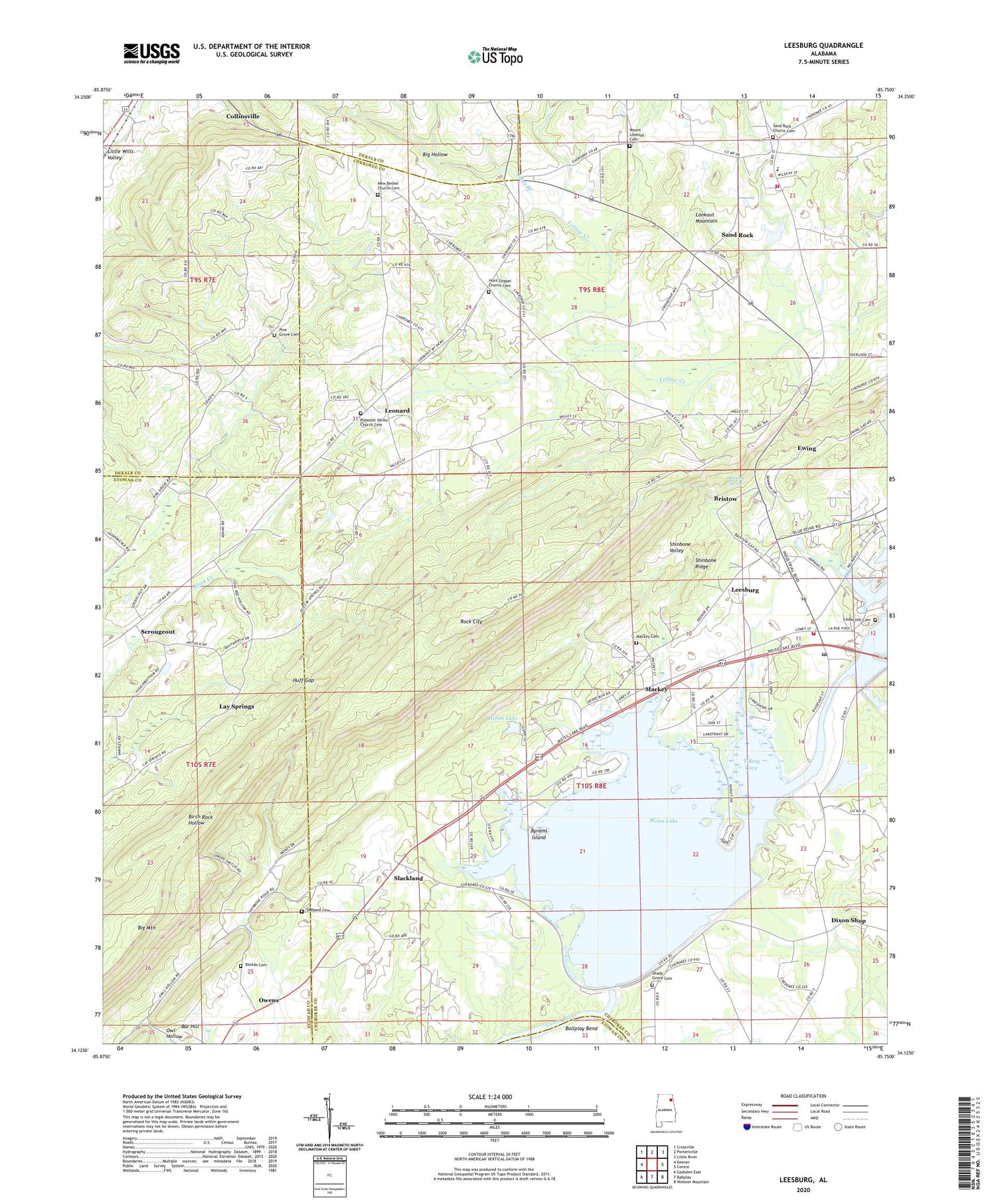 Leesburg Alabama US Topo Map Image