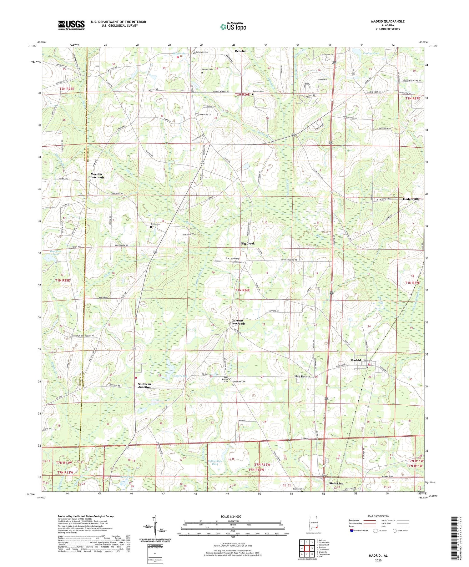 Madrid Alabama US Topo Map Image