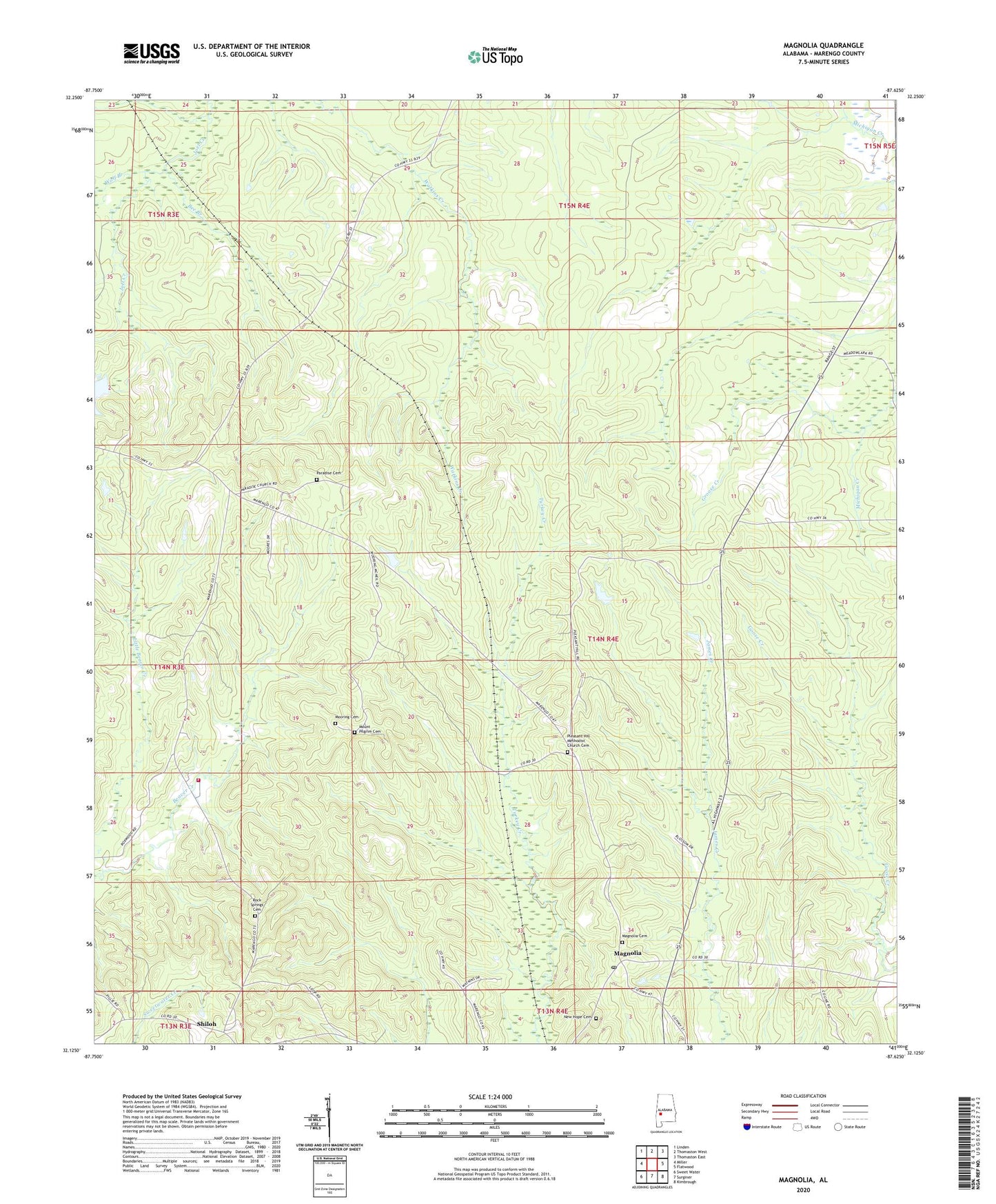 Magnolia Alabama US Topo Map Image