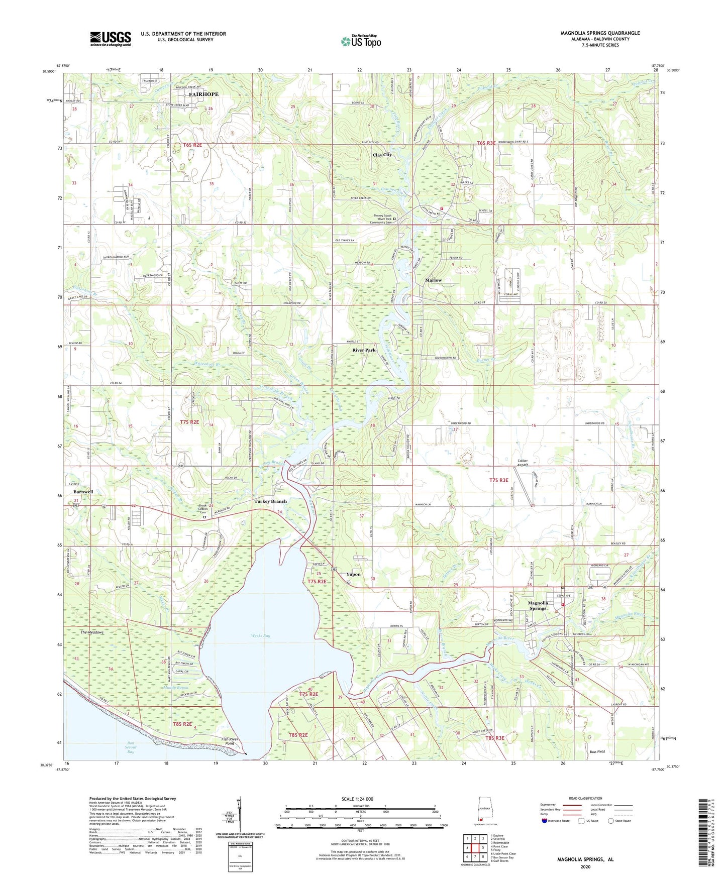 Magnolia Springs Alabama US Topo Map Image