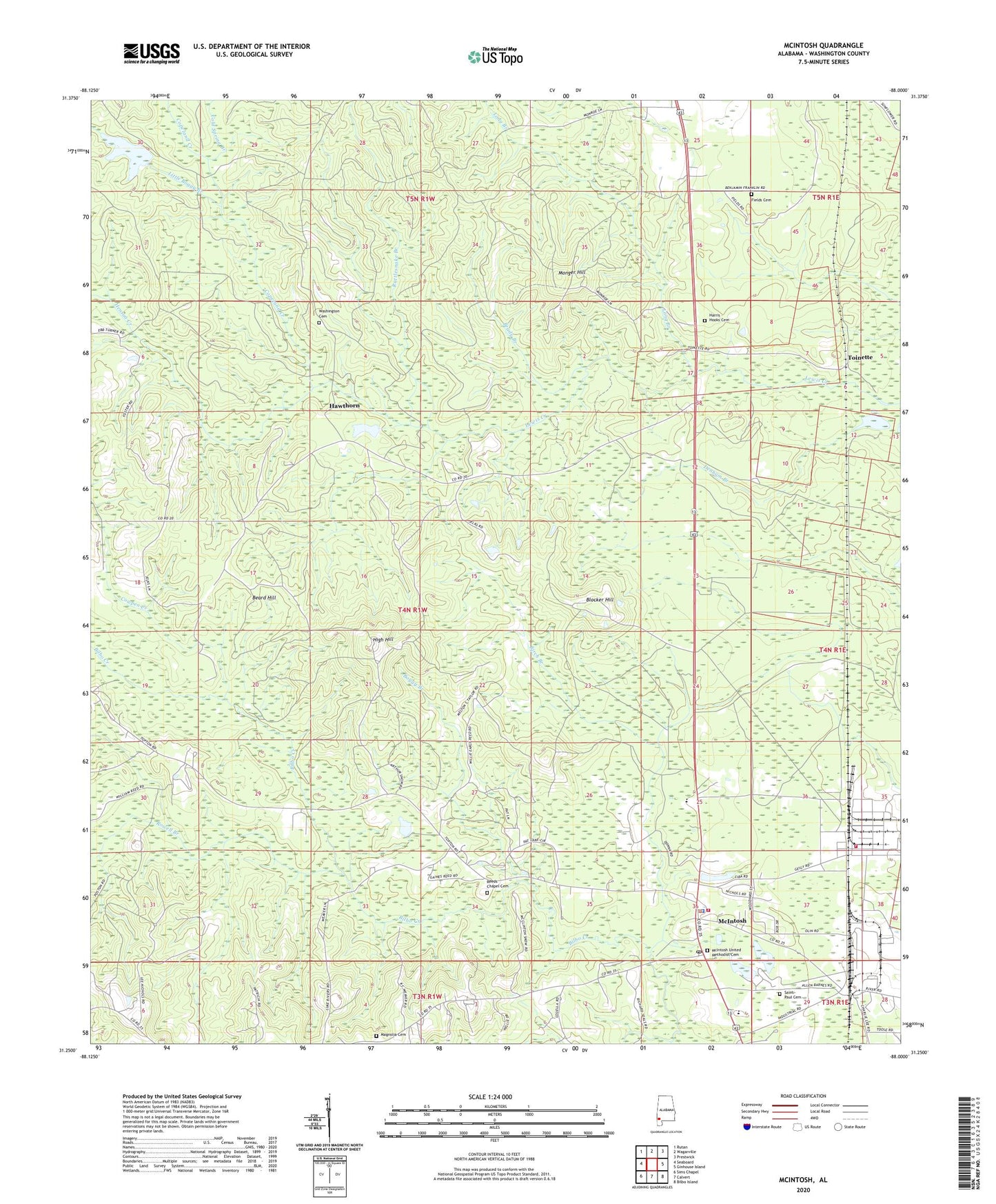 McIntosh Alabama US Topo Map Image
