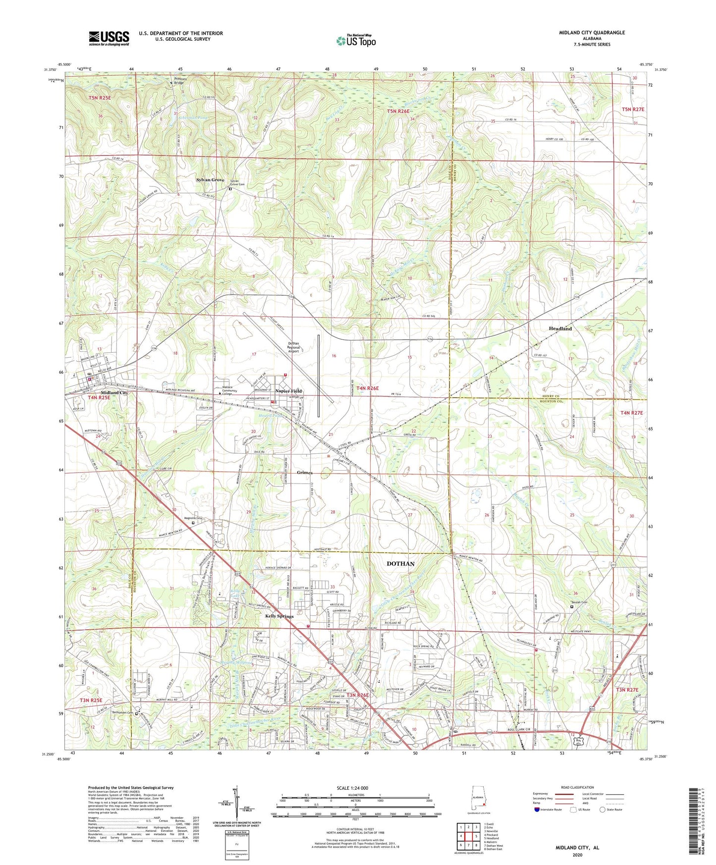 Midland City Alabama US Topo Map Image