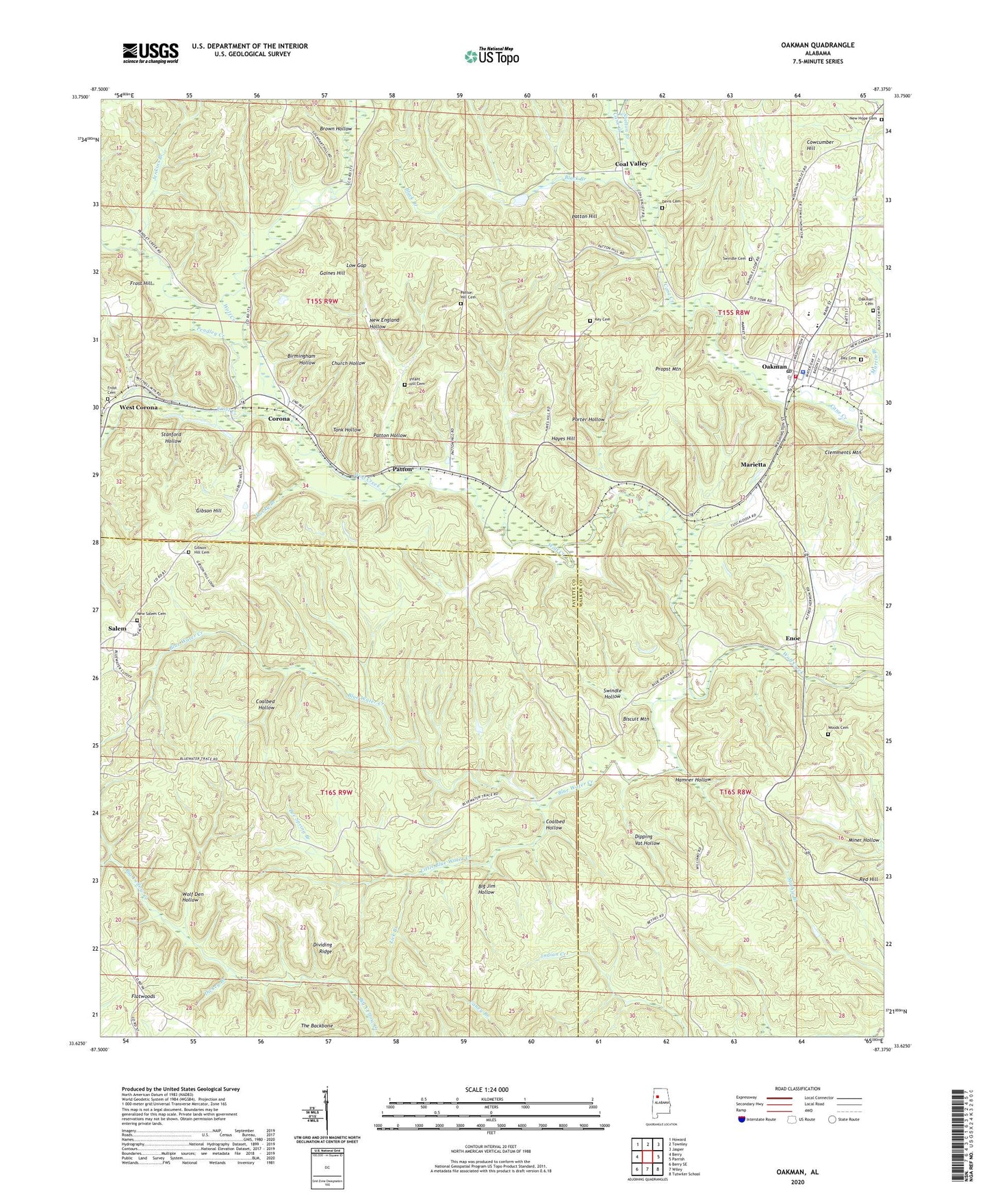 Oakman Alabama US Topo Map Image