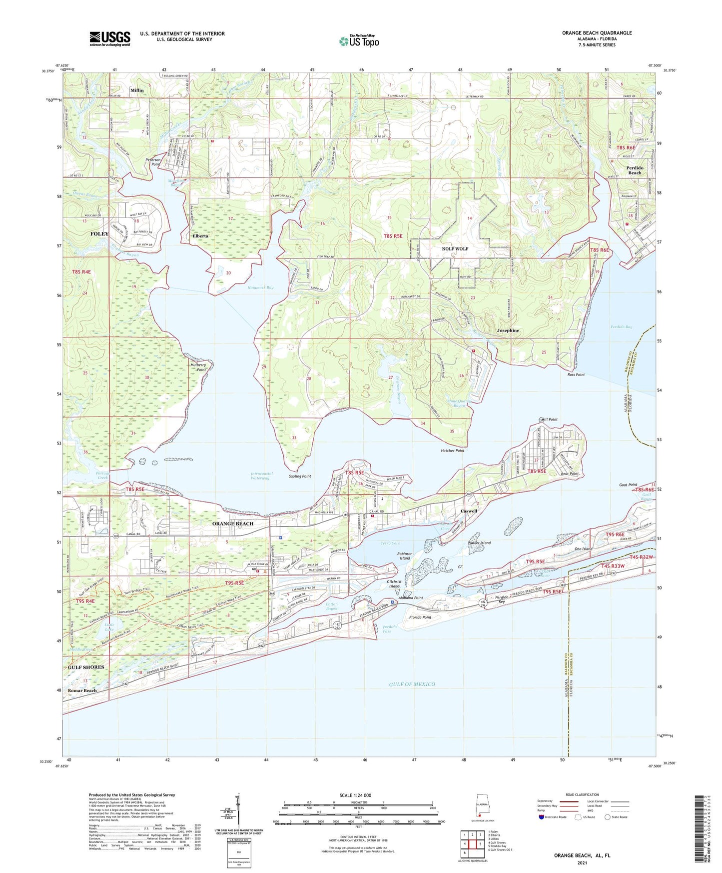 Orange Beach Alabama US Topo Map Image