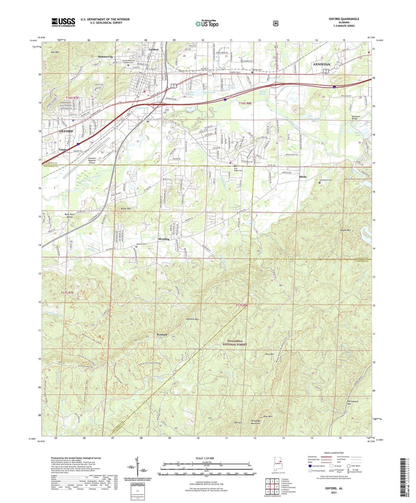 Oxford Alabama US Topo Map Image