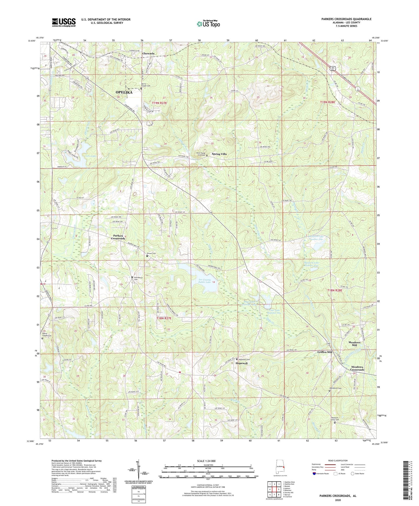 Parkers Crossroads Alabama US Topo Map Image